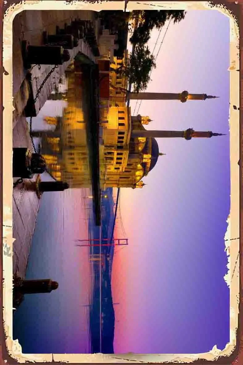 İstanbul Temalı Retro Ahşap Poster No:1104