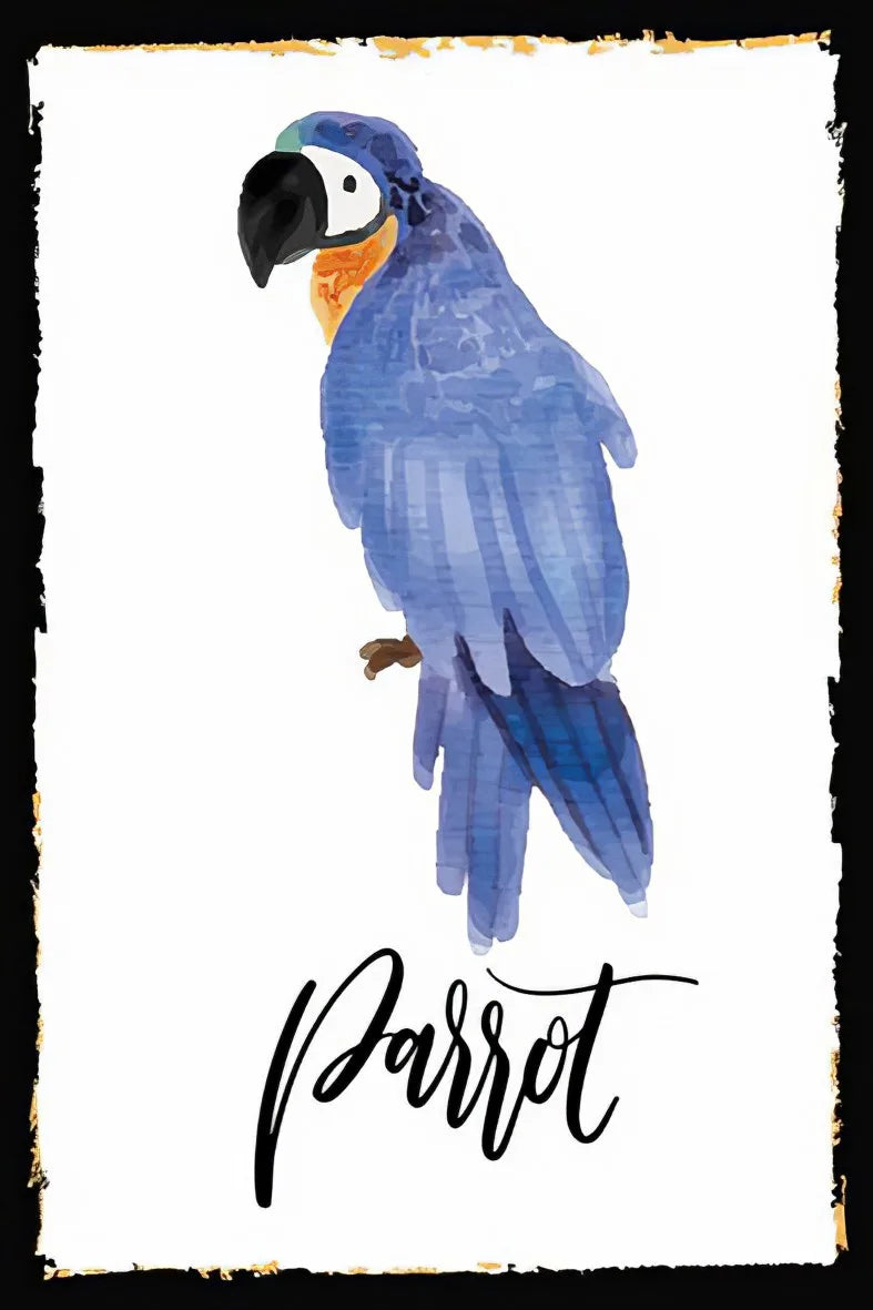 Parrot Temalı Retro Ahşap Poster No:118