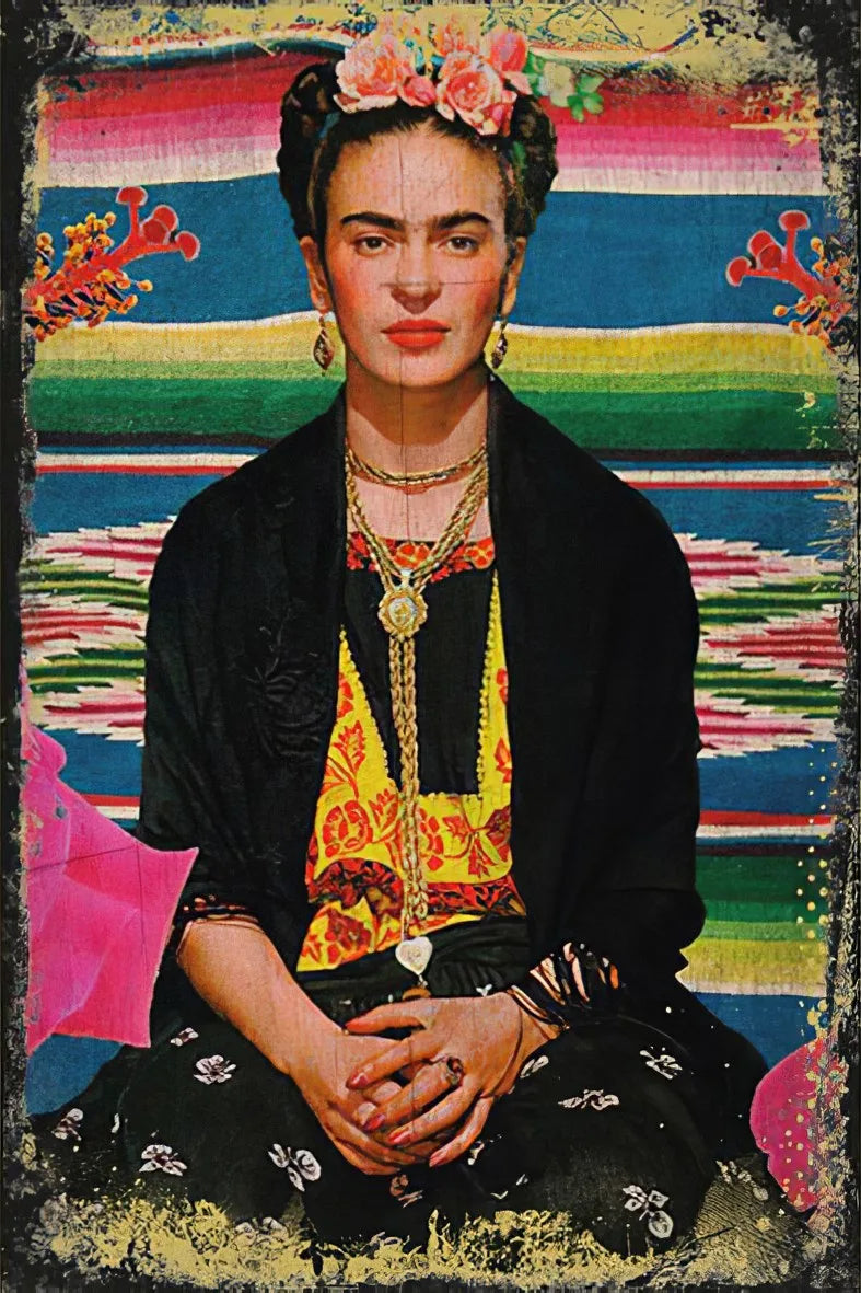 Frida Retro Ahşap Poster No:293