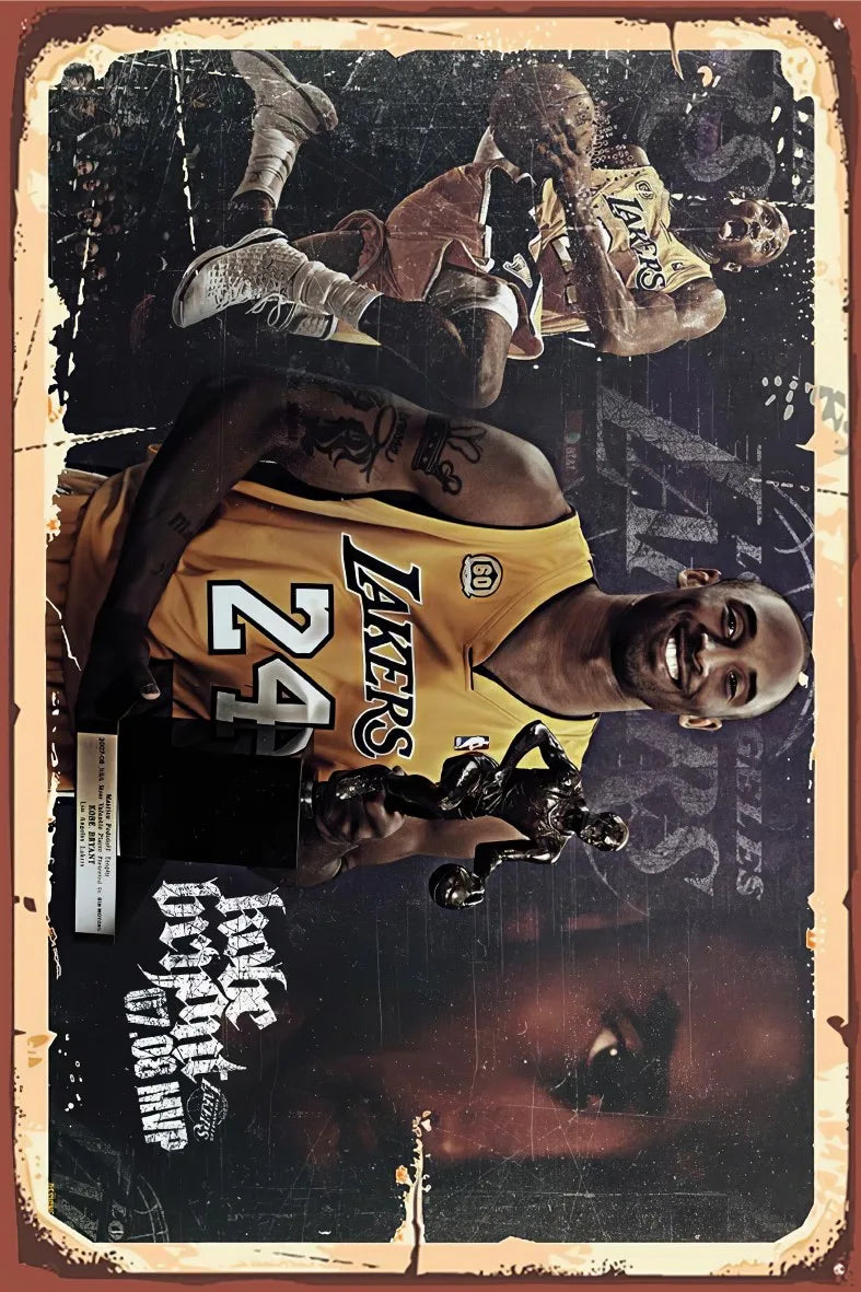 Kobe Bryant Retro Ahşap Poster No:466