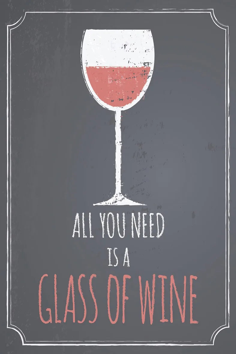 Glass Of Wine Temalı Retro Ahşap Poster No:622