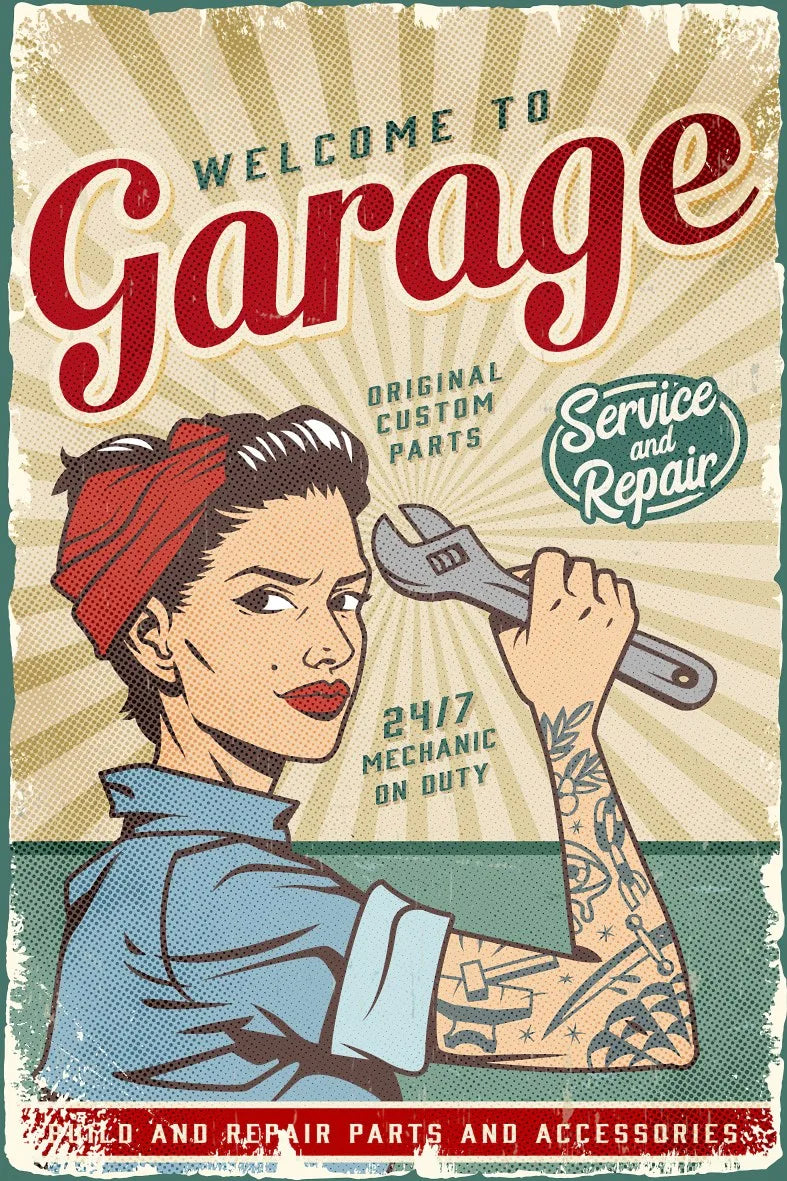 Garage Retro Ahşap Poster No:565