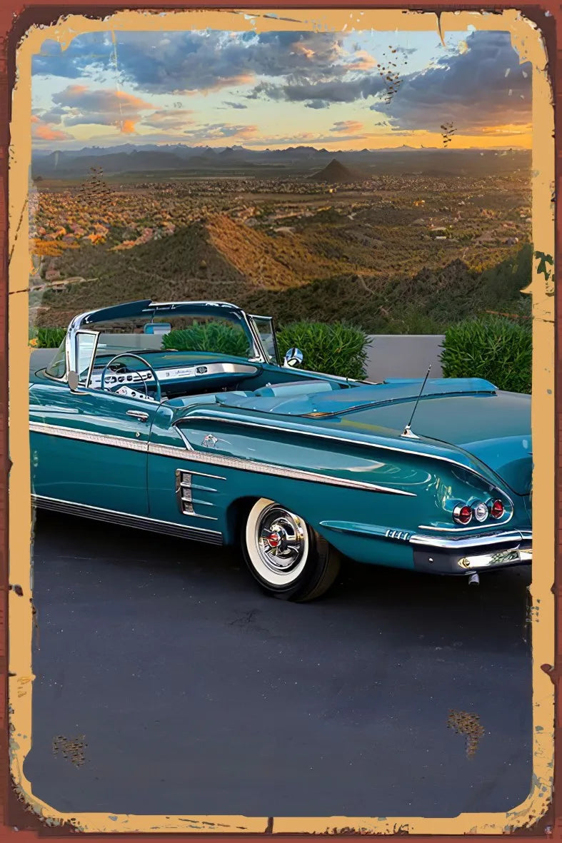 Klasik Araç Retro Ahşap Poster No:972