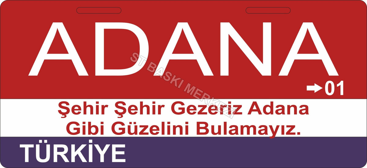 Adana Sokak Tabelası Ahşap Poster 11x24cm