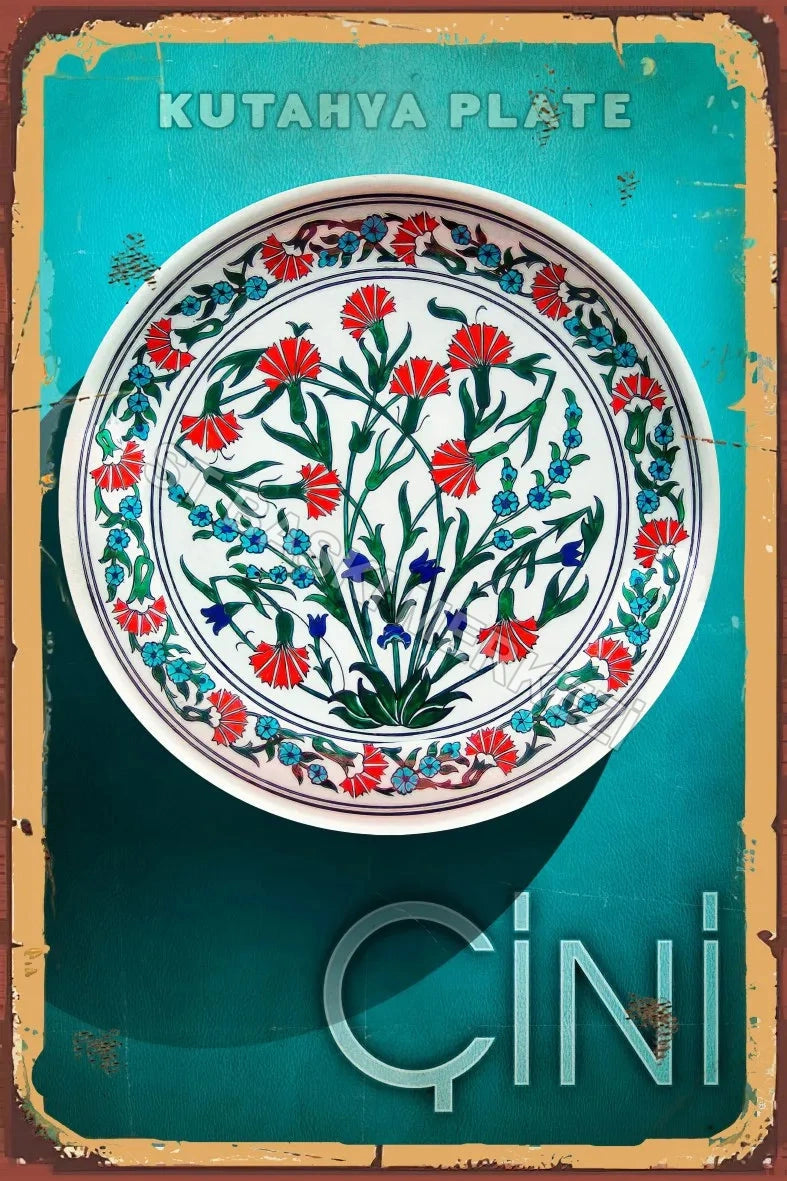Kütahya Çini Retro Ahşap Poster No:704