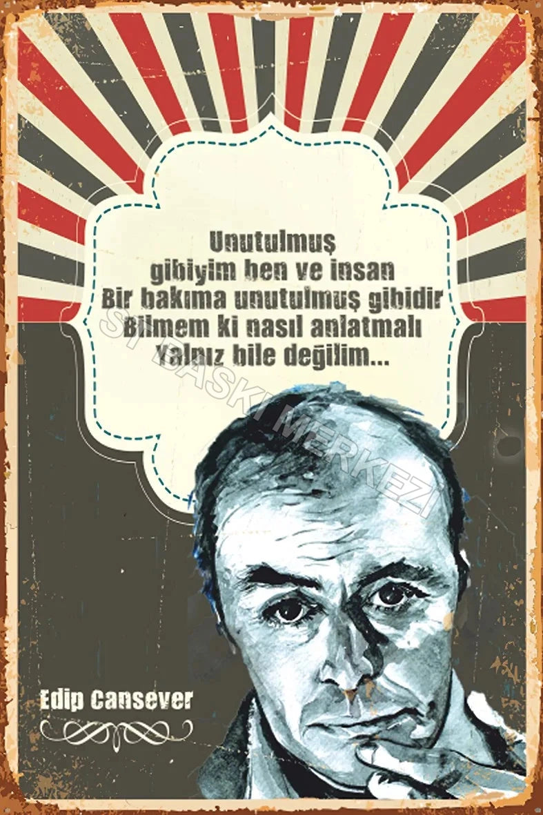 Edip Cansever Ahşap Poster No:538