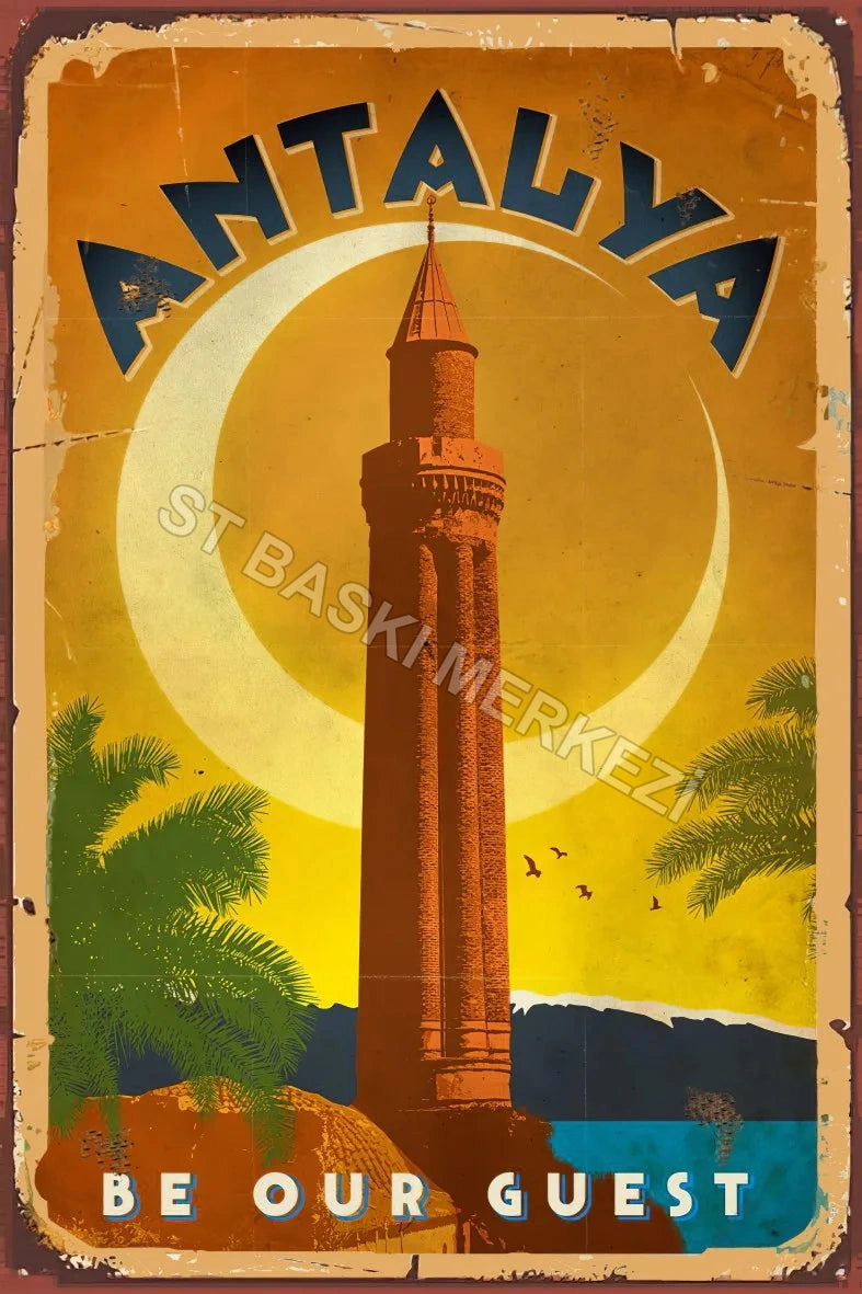 Antalya Retro Ahşap Poster No:716