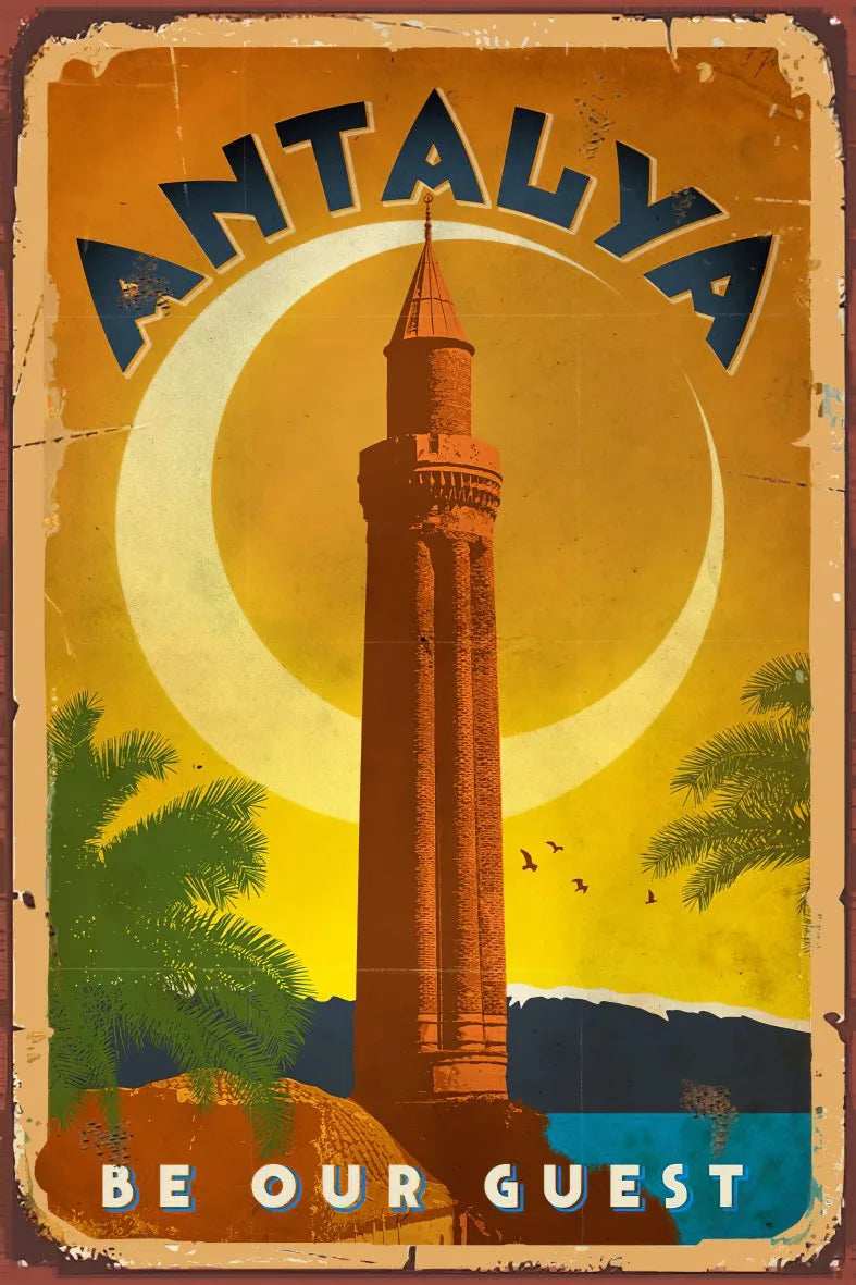 Antalya Retro Ahşap Poster No:716