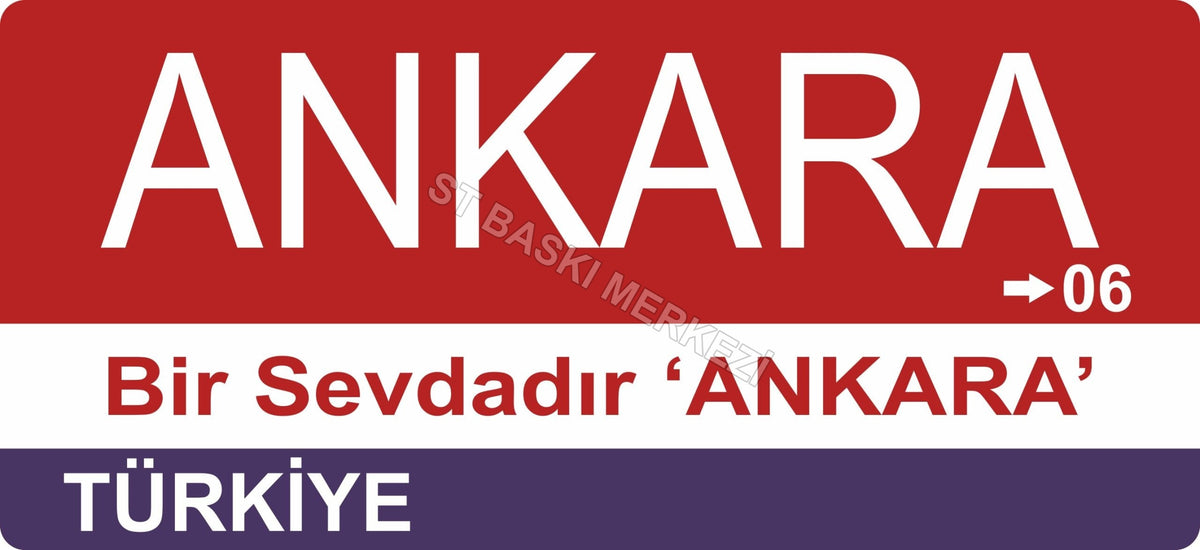 Ankara Sokak Tabelası Ahşap Poster 11x24cm