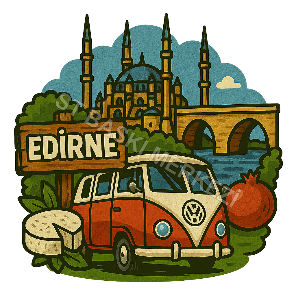 Edirne Ahşap Magnet – Toptan UV Baskılı Retro Hediyelik Magnet