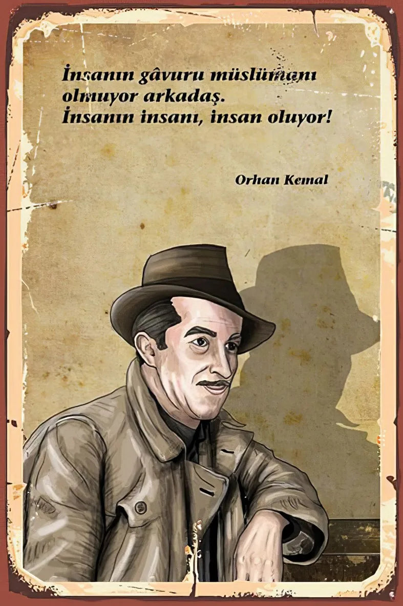 Orhan Kemal Retro Ahşap Poster No:253