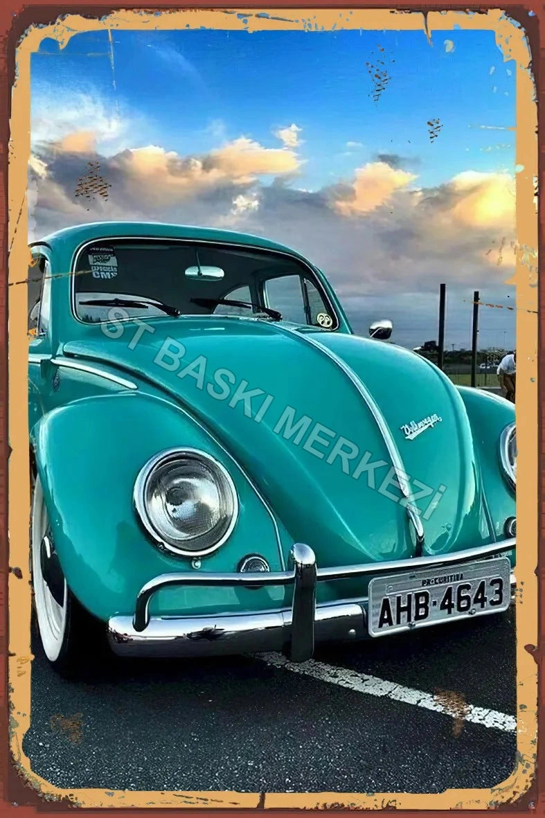 Klasik Araç Retro Ahşap Poster No:981
