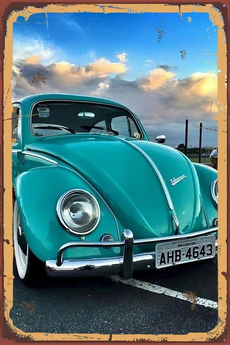 Klasik Araç Retro Ahşap Poster No:981