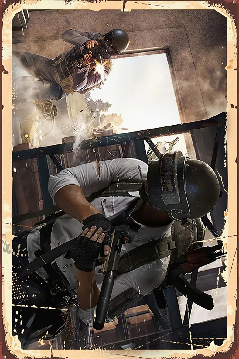 PUBG Retro Ahşap Poster No:418