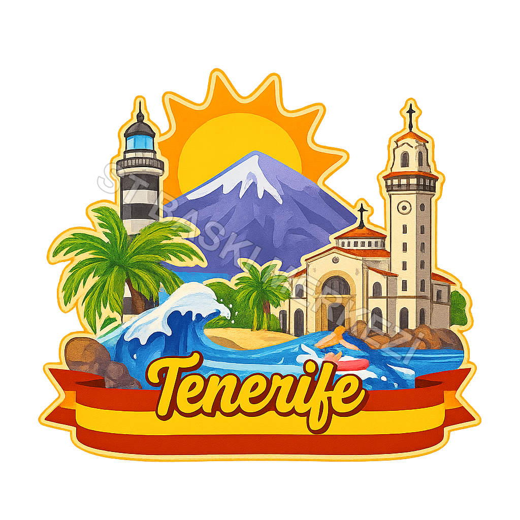 Tenerife Ahşap Magnet – Toptan UV Baskılı Retro Hediyelik Magnet