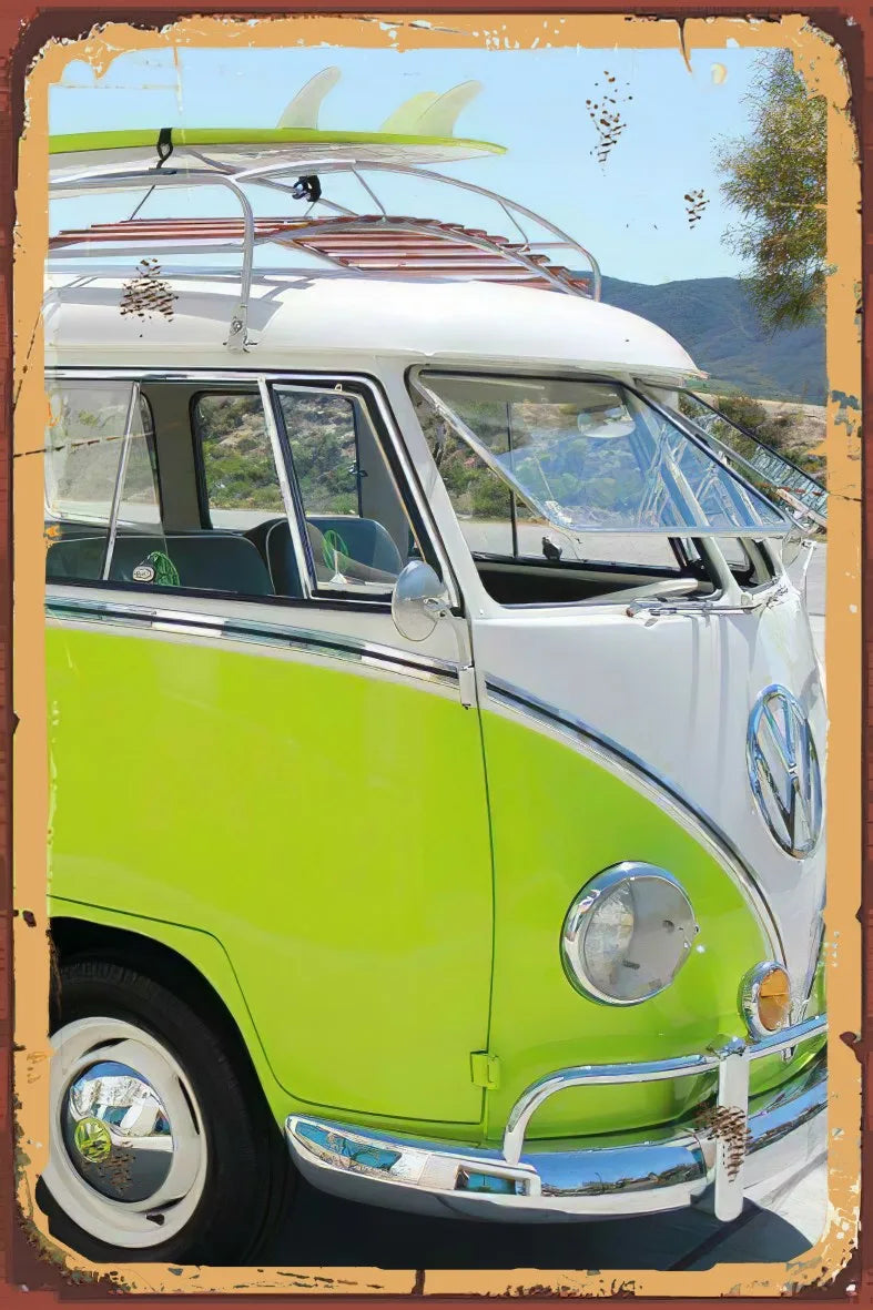 Klasik Araç Retro Ahşap Poster No:985