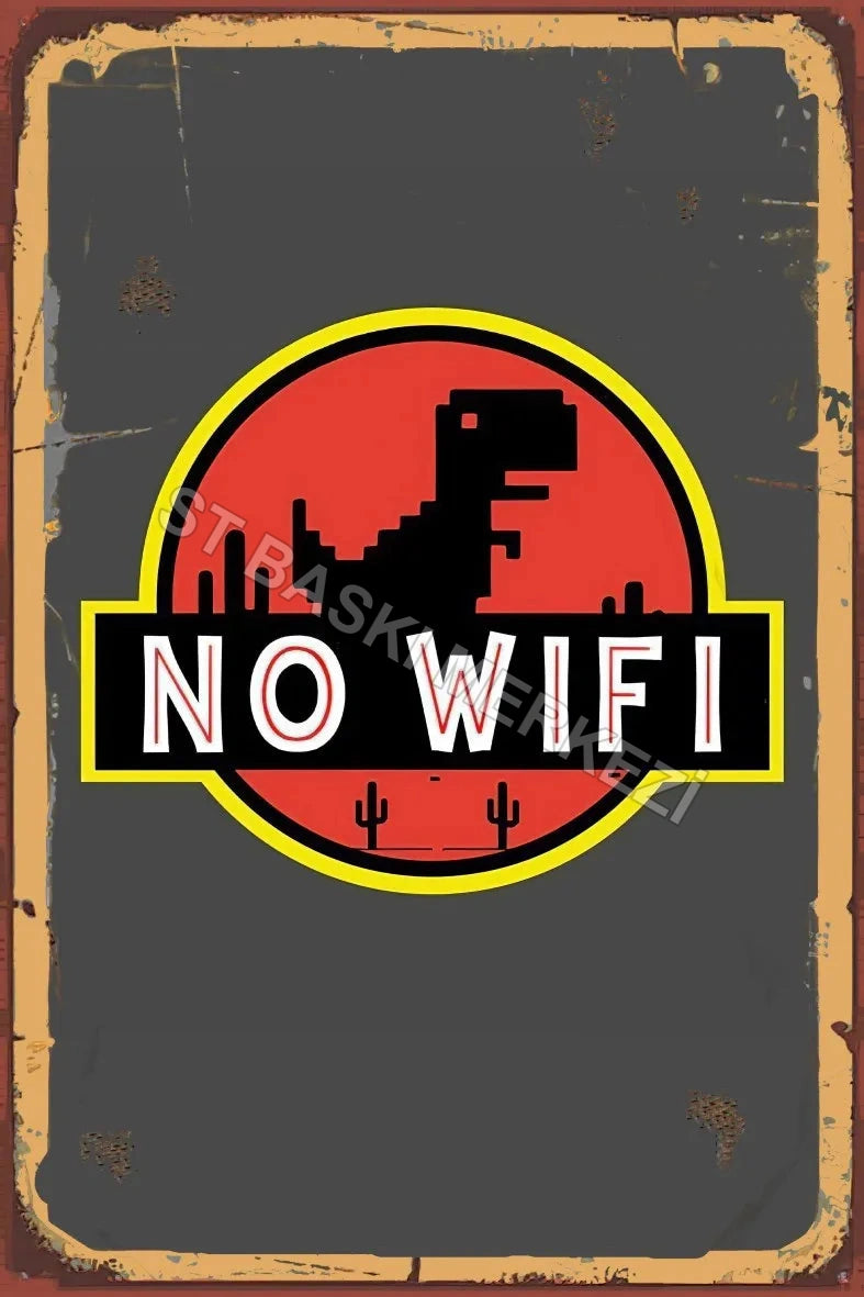 No Wifi Pacman Retro Ahşap Poster No:838