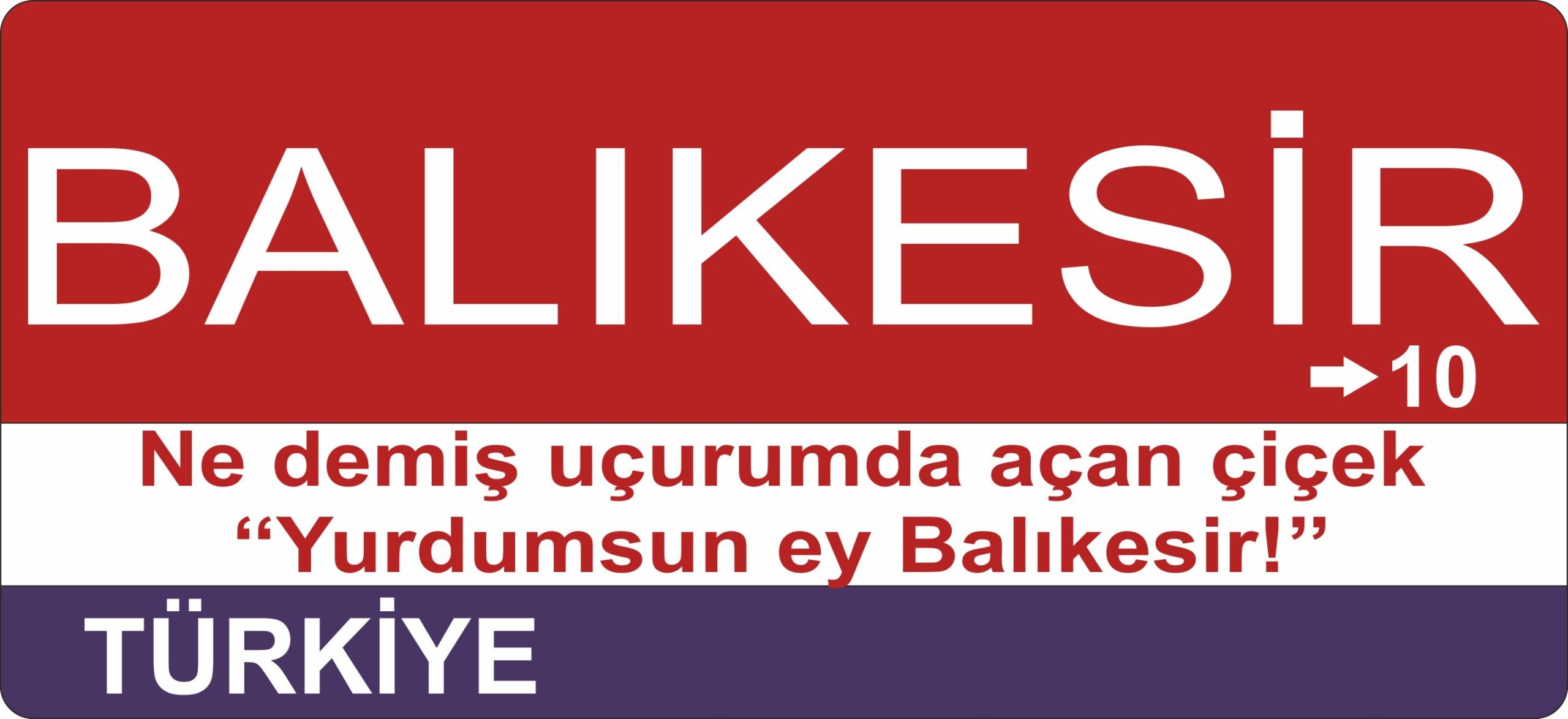 Balıkesir Sokak Tabelası Ahşap Poster 11x24cm