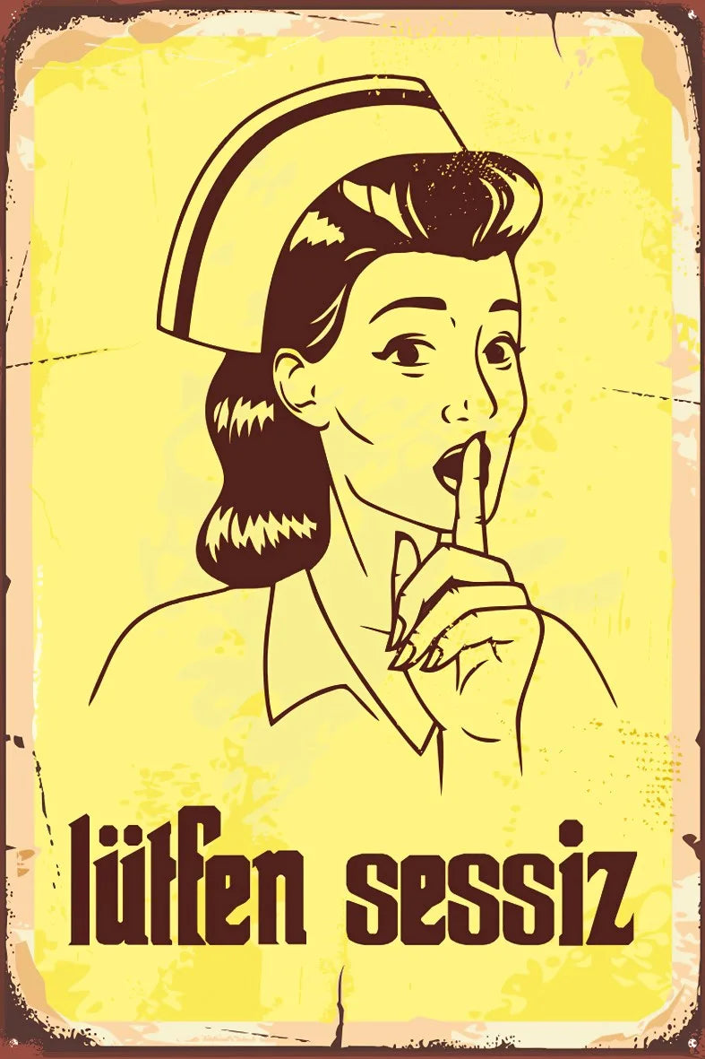 Lütfen Sessiz Retro Ahşap Poster No:592