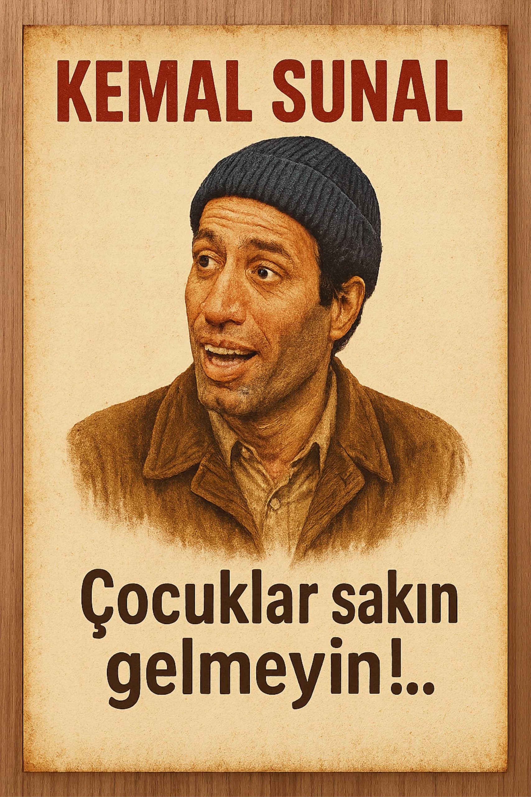 Kemal Sunal Retro Ahşap Poster No:1207