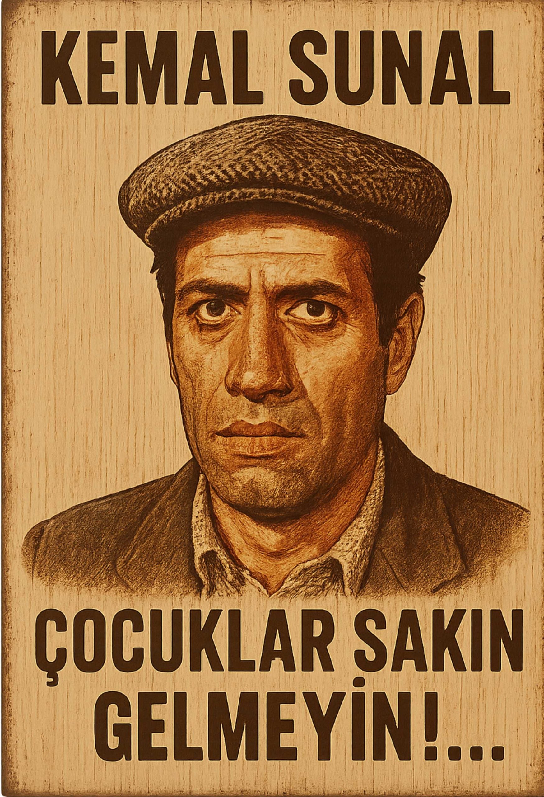 Kemal Sunal Retro Ahşap Poster No:1208