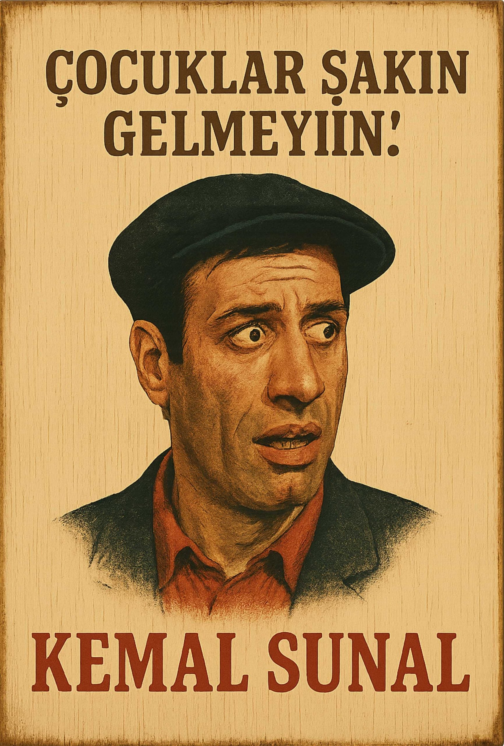 Kemal Sunal Retro Ahşap Poster No:1209