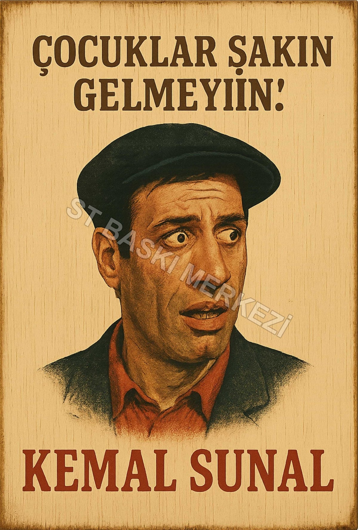 Kemal Sunal Retro Ahşap Poster No:1209