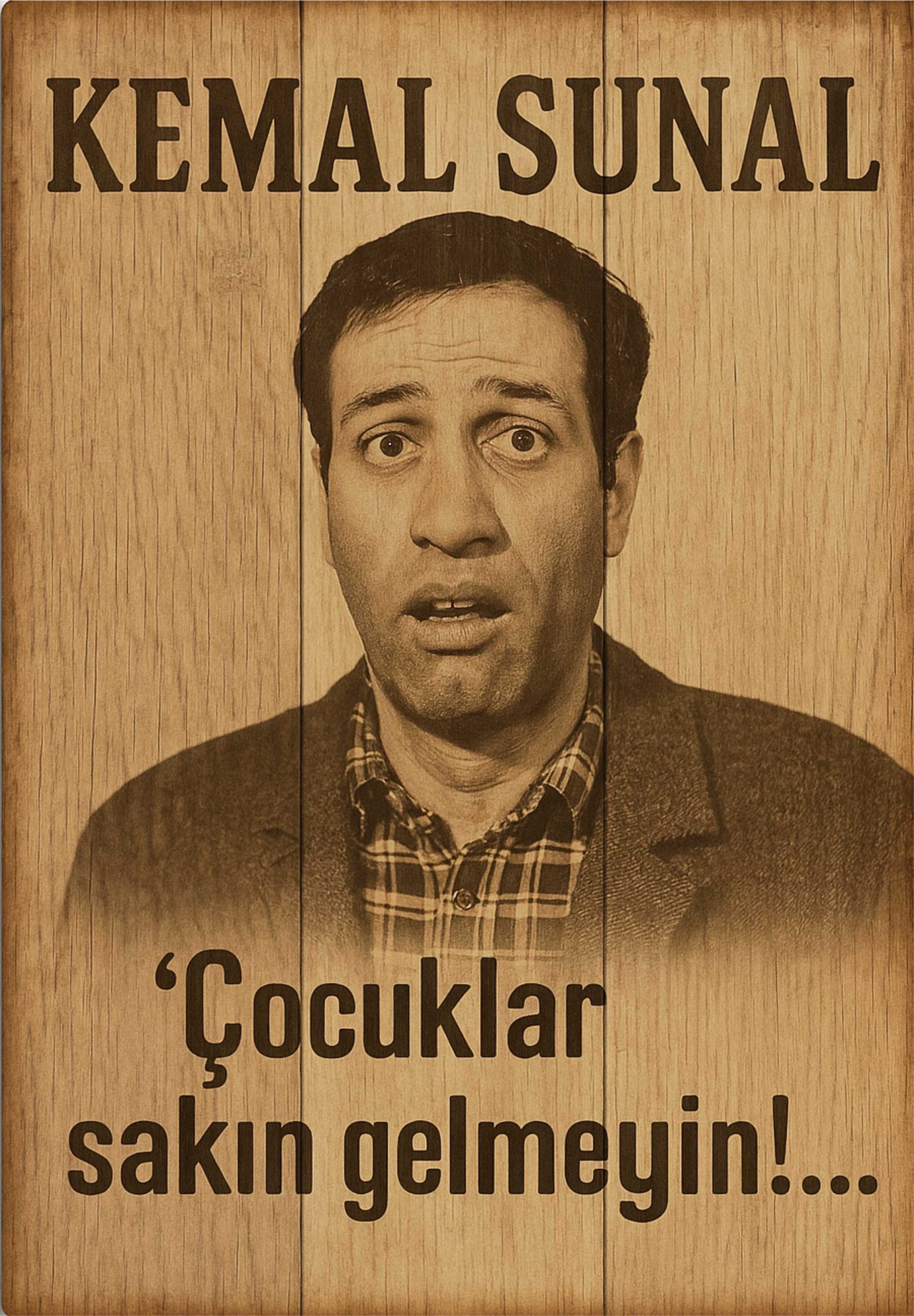 Kemal Sunal Retro Ahşap Poster No:1210