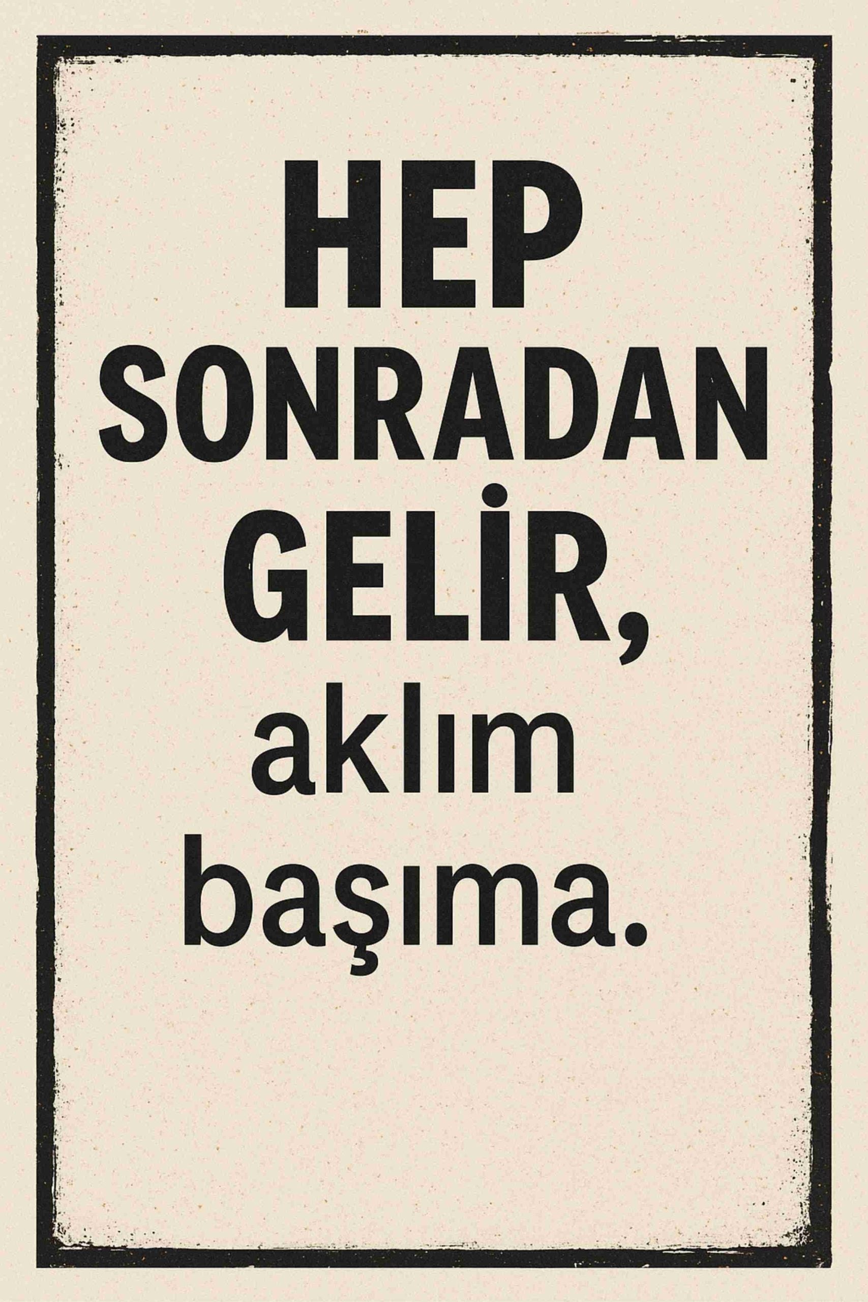 Hep Sonradan Gelir Aklım Başıma Retro Ahşap Poster No:1221