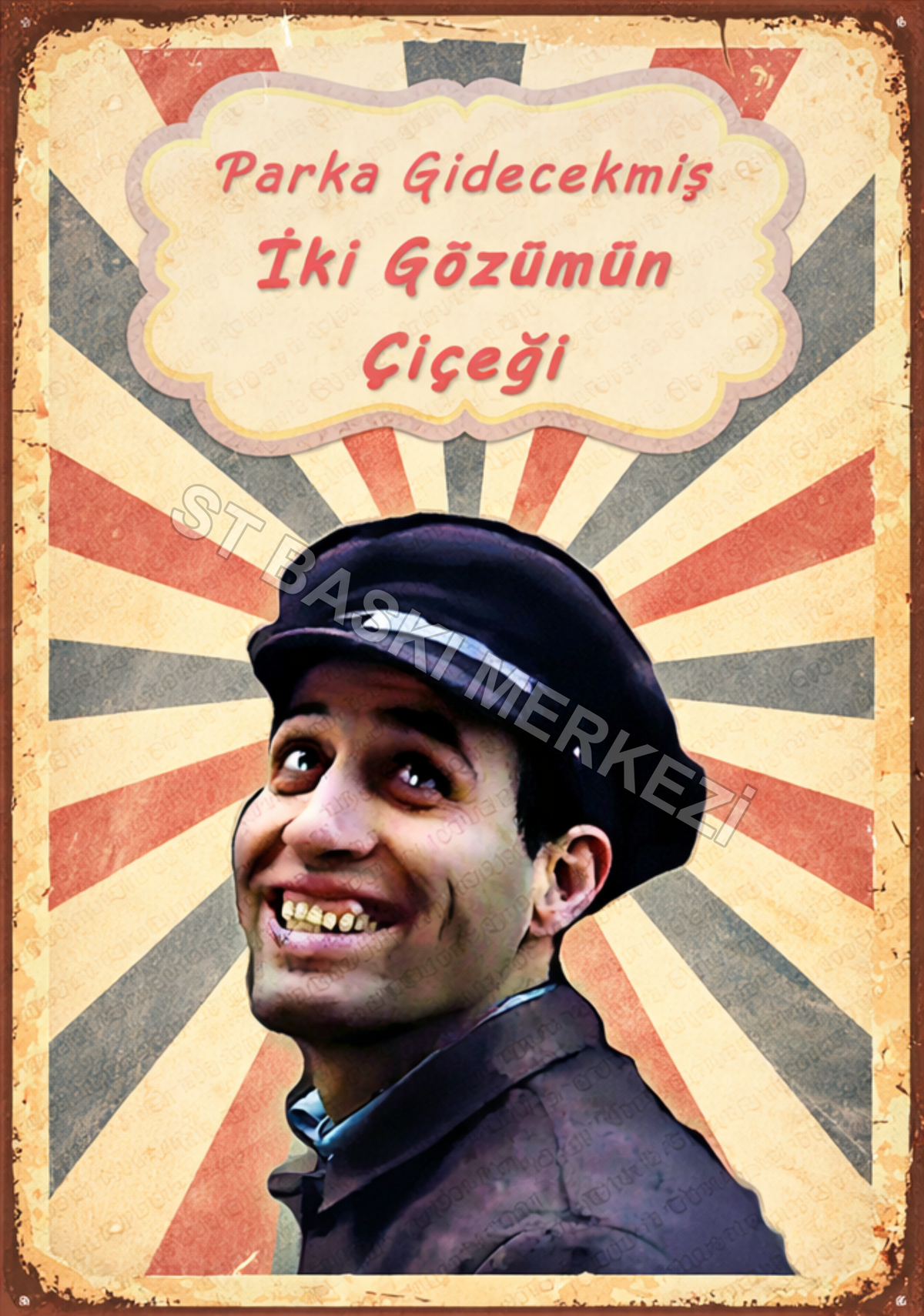 Parka Gidecekmiş İki Gözümün Çiçeği Kemal Sunal Retro Ahşap Poster No:1233