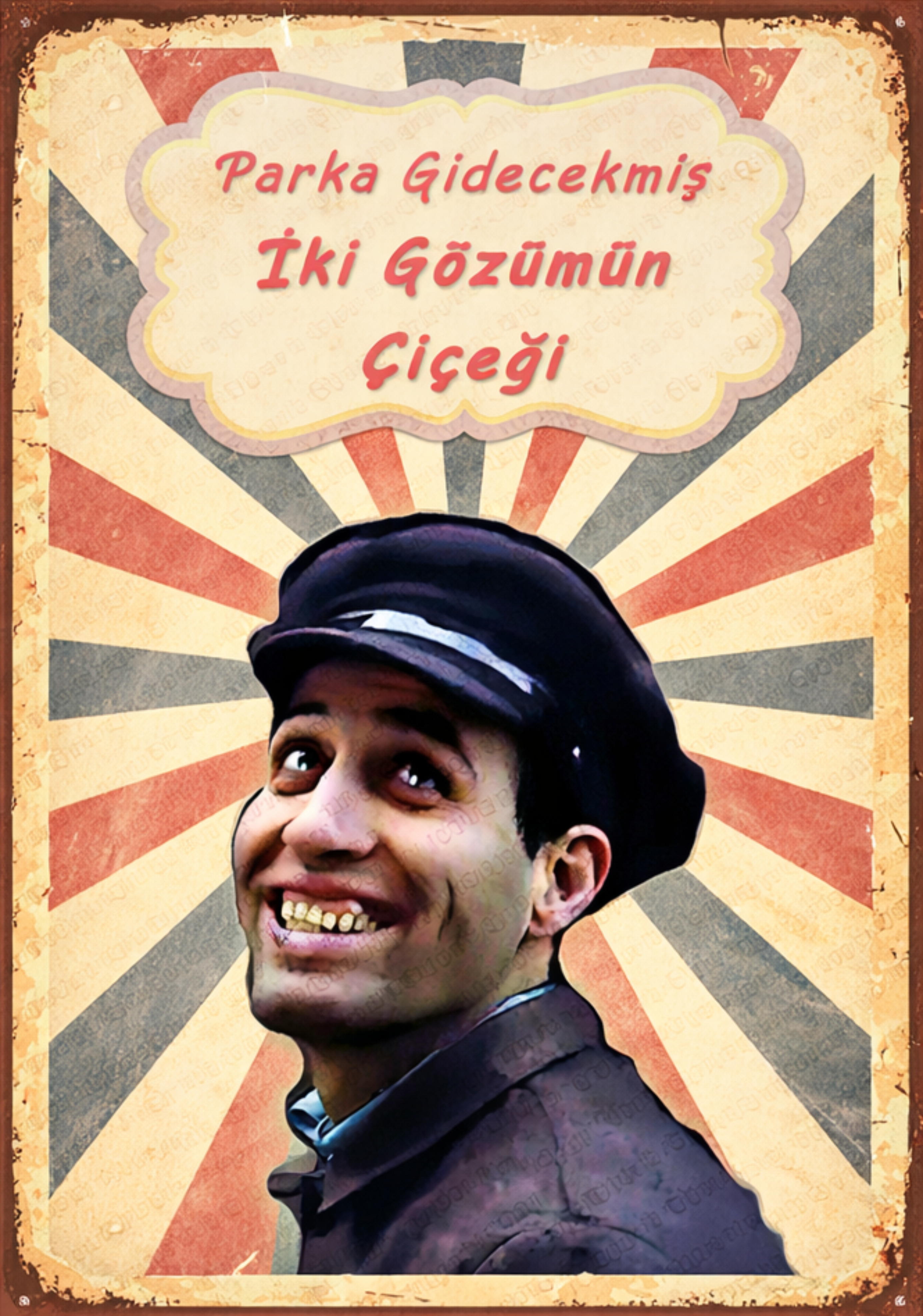 Parka Gidecekmiş İki Gözümün Çiçeği Kemal Sunal Retro Ahşap Poster No:1233
