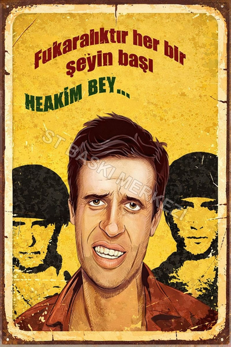 Fukaralıktır Herşeyin Başı Retro Ahşap Poster No:1234