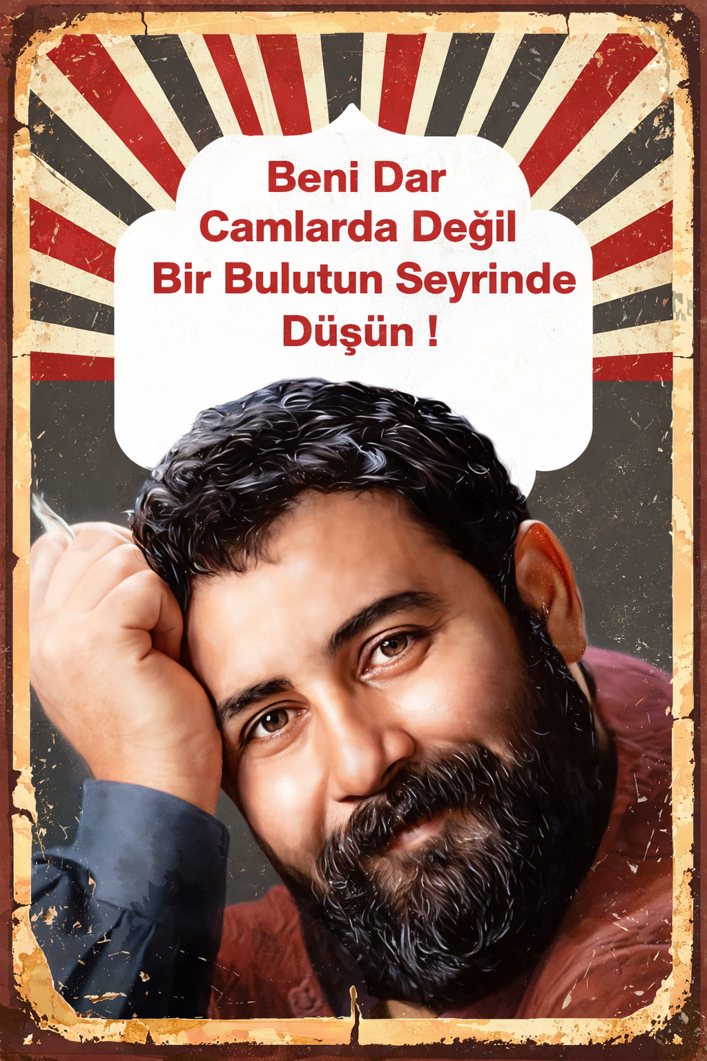 Ahmet Kaya Retro Ahşap Poster No:1238