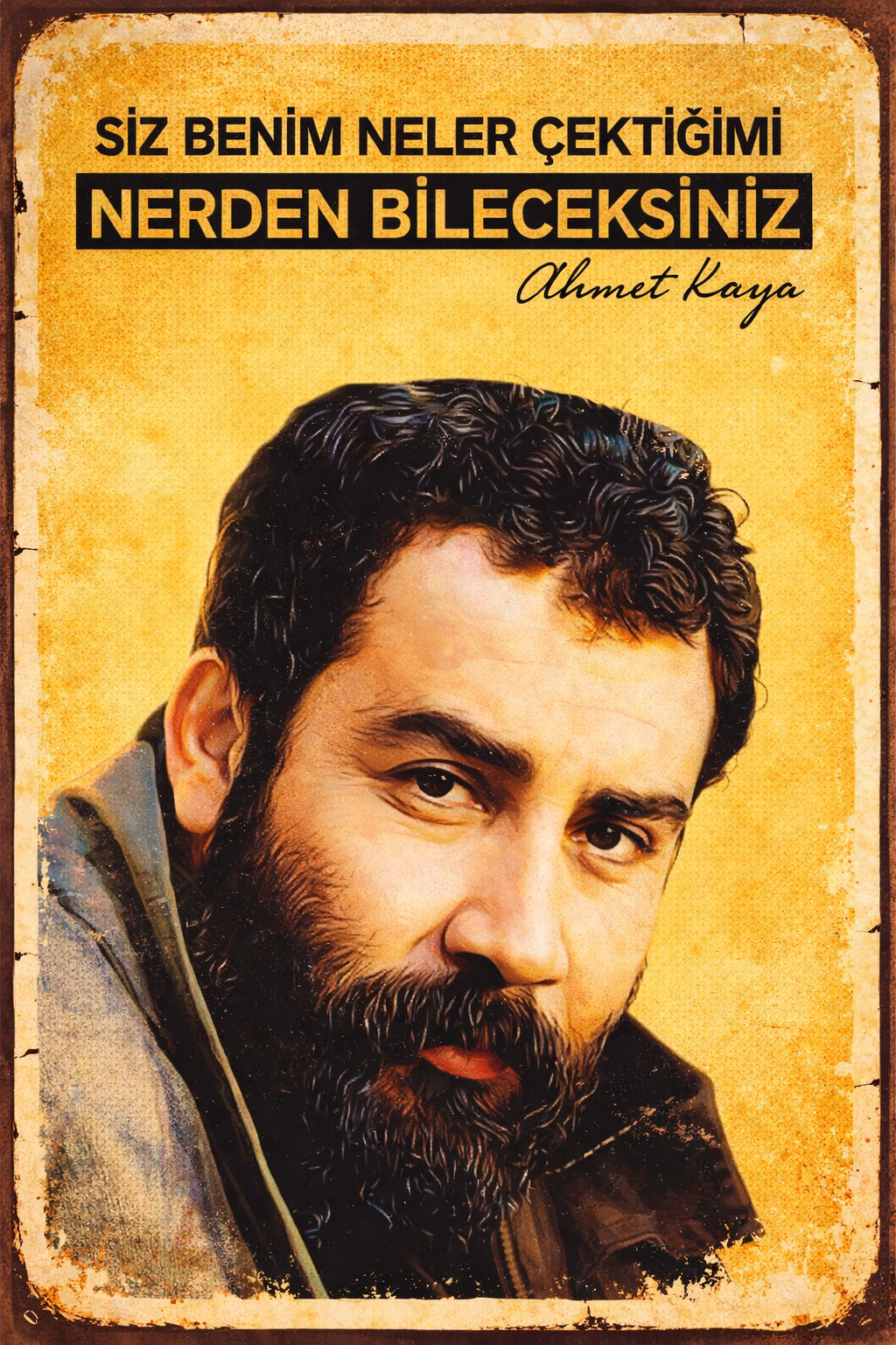 Ahmet Kaya Retro Ahşap Poster No:1239