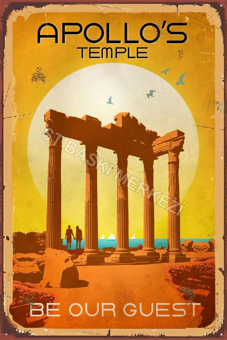 Apollo's Temple Retro Ahşap Poster No:714