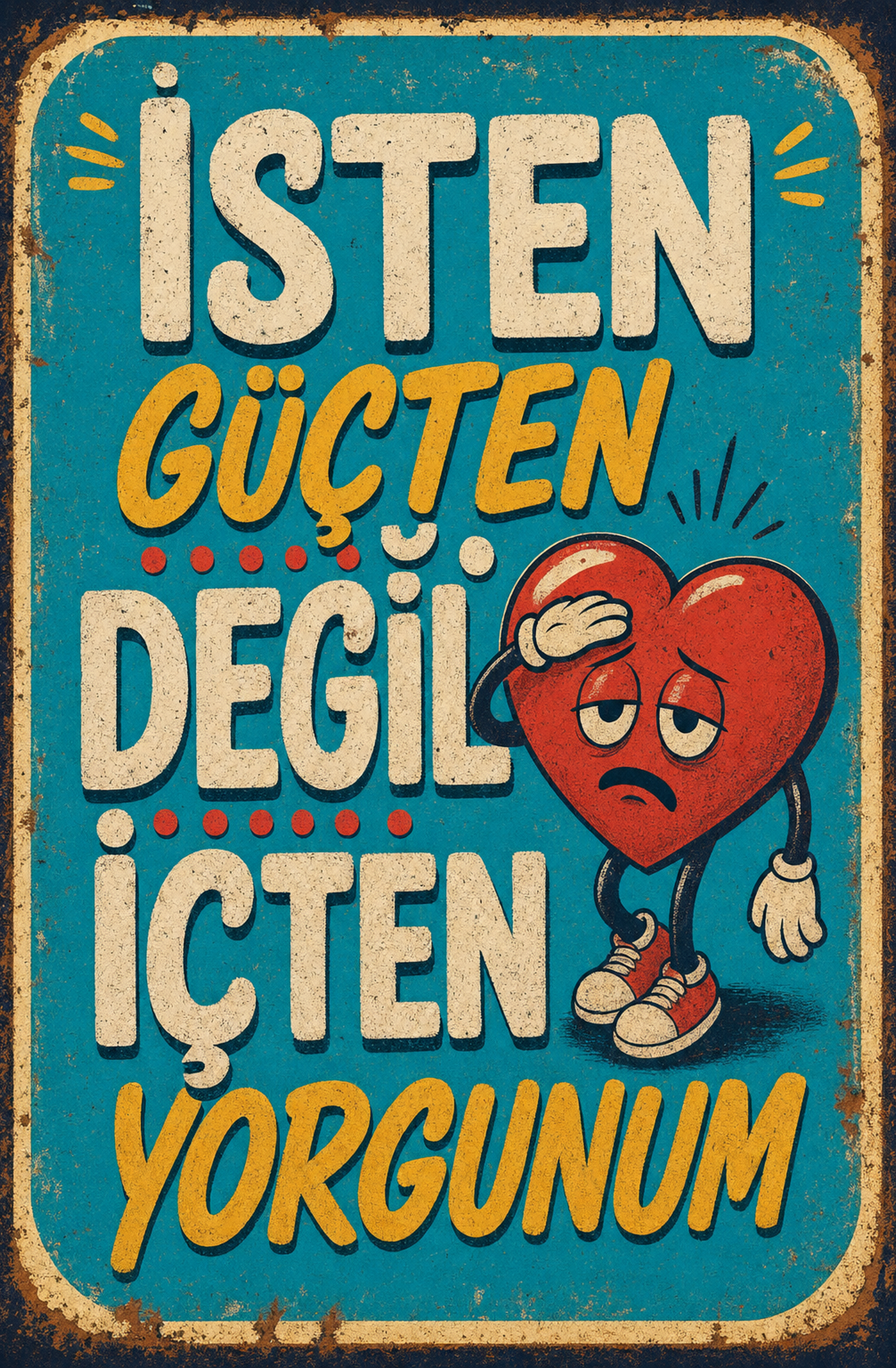 İsten Güçten Değil İçten Yorgunum Ahşap Poster 1338