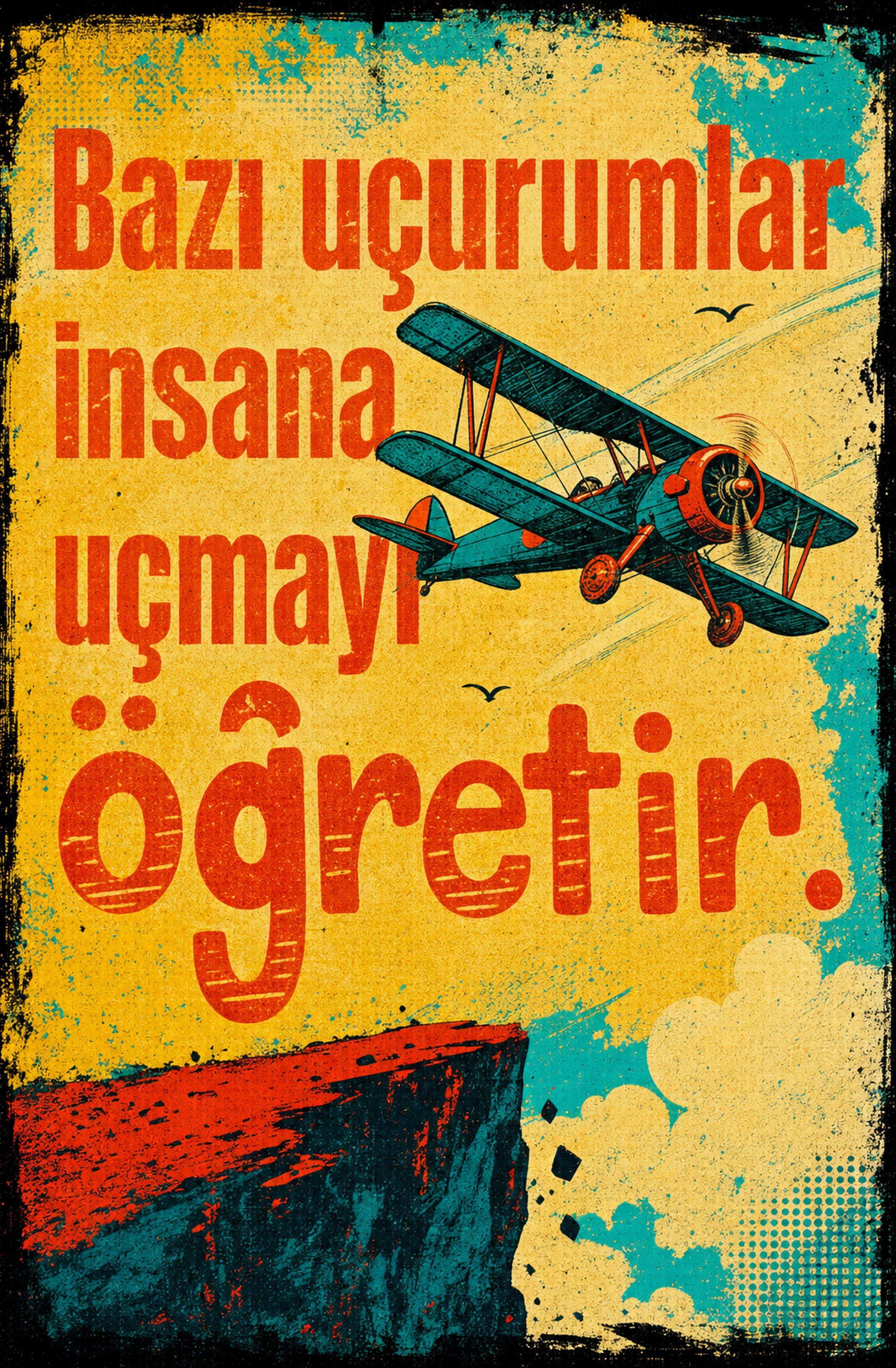 Bazı Uçurumlar İnsanı Uçmaya Öğretir Ahşap Poster 1356