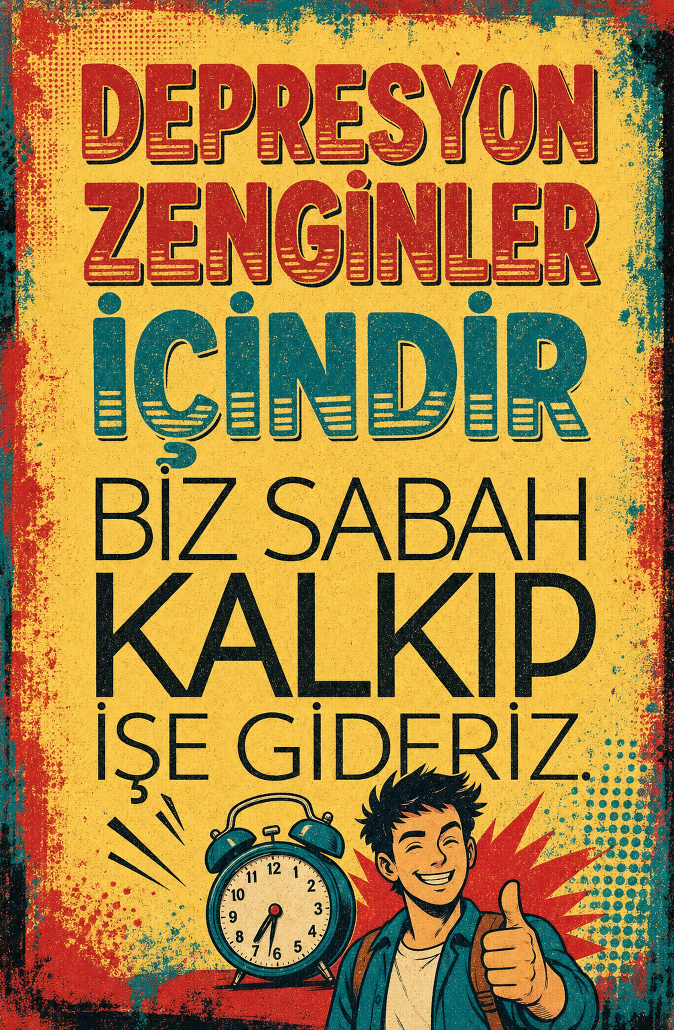 Depresyon Zenginler İçindir Biz Sabah Kalkıp İşe Gideriz Ahşap Poster 1358