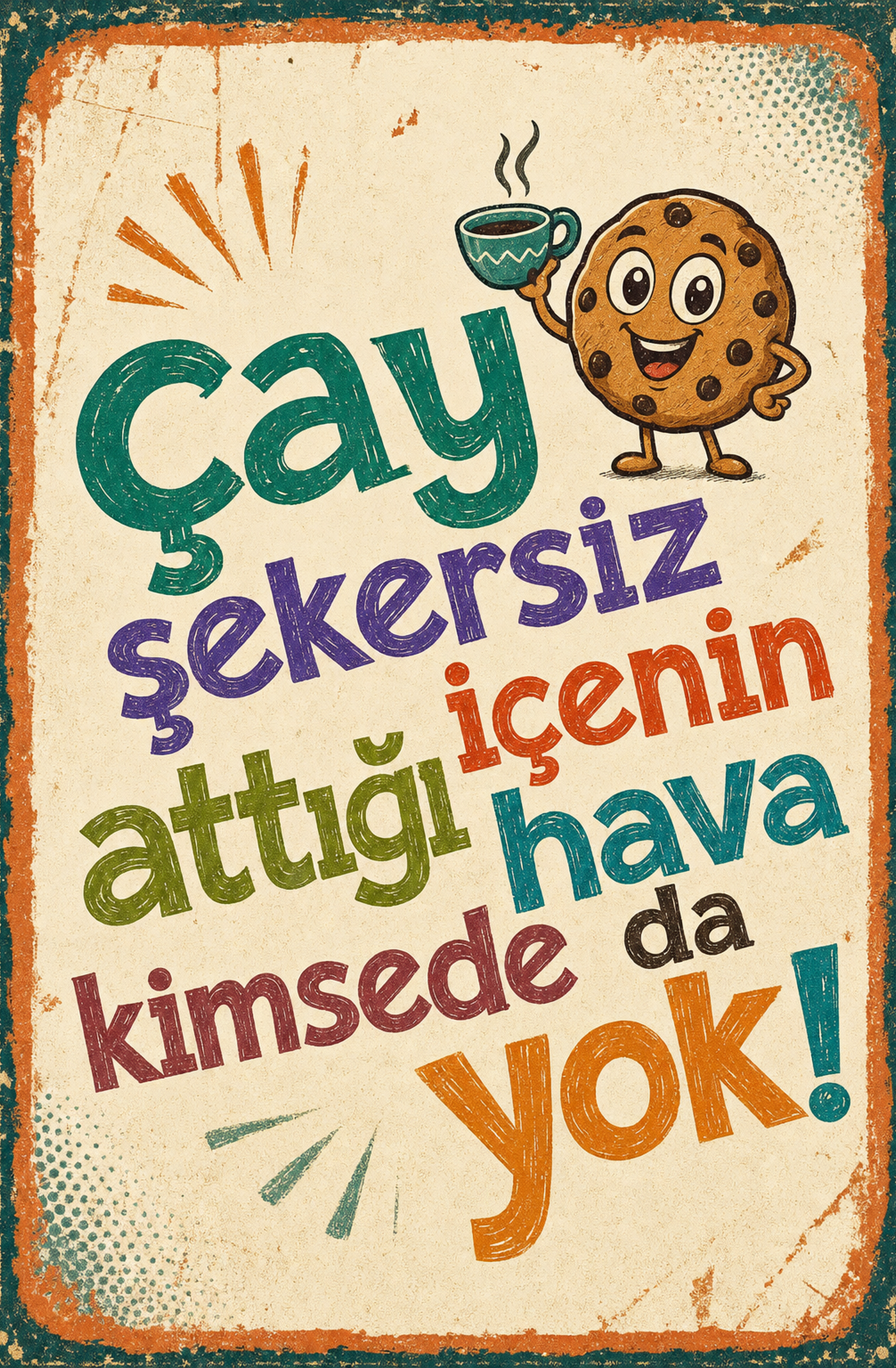 Çay Şekersiz Attığı İçin Hava Kimse De Yok! Ahşap Poster 1369