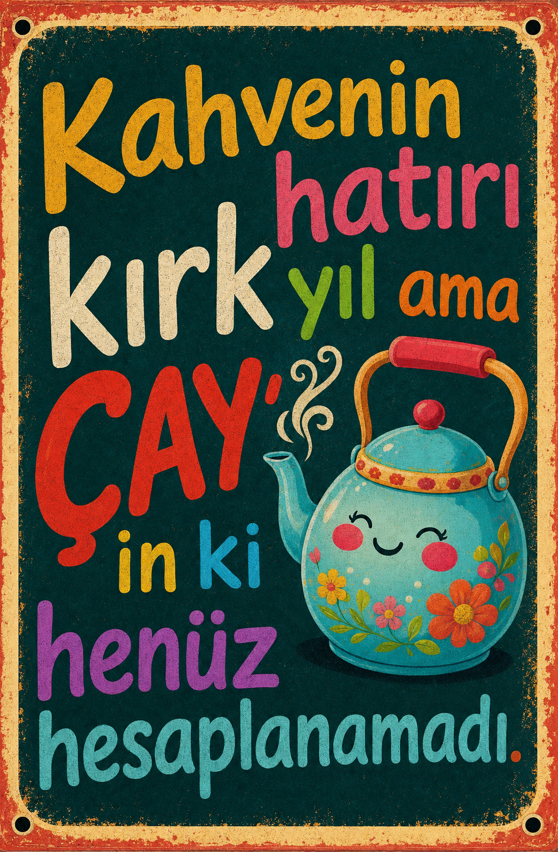 Kahvenin Hatırı Kırk Yıl Ama Çay İn Ki Henüz Hesaplanamadı Ahşap Poster 1371