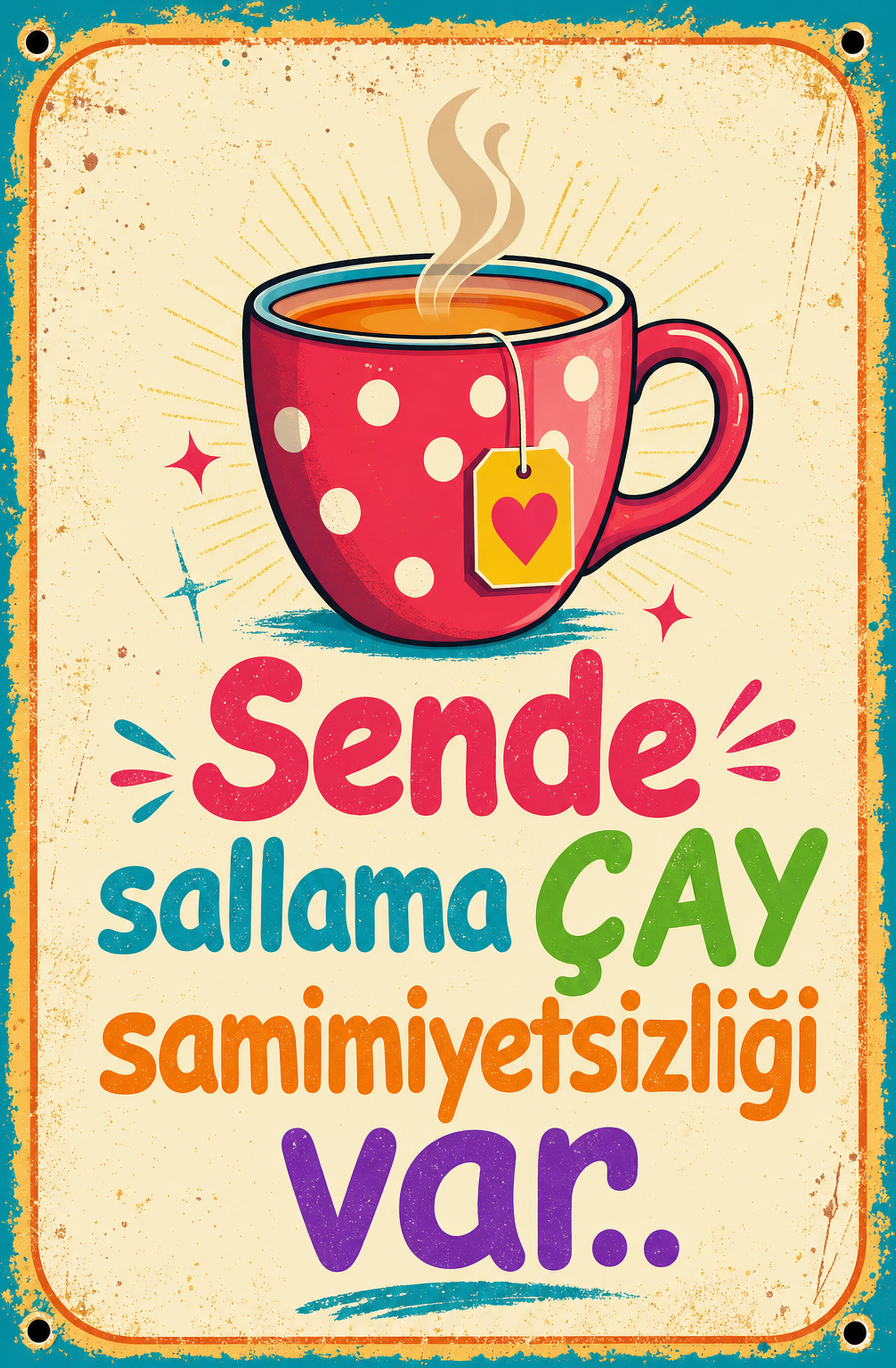 Sende Sallanan Çay Samimiyetsizliği Var Ahşap Poster 1373