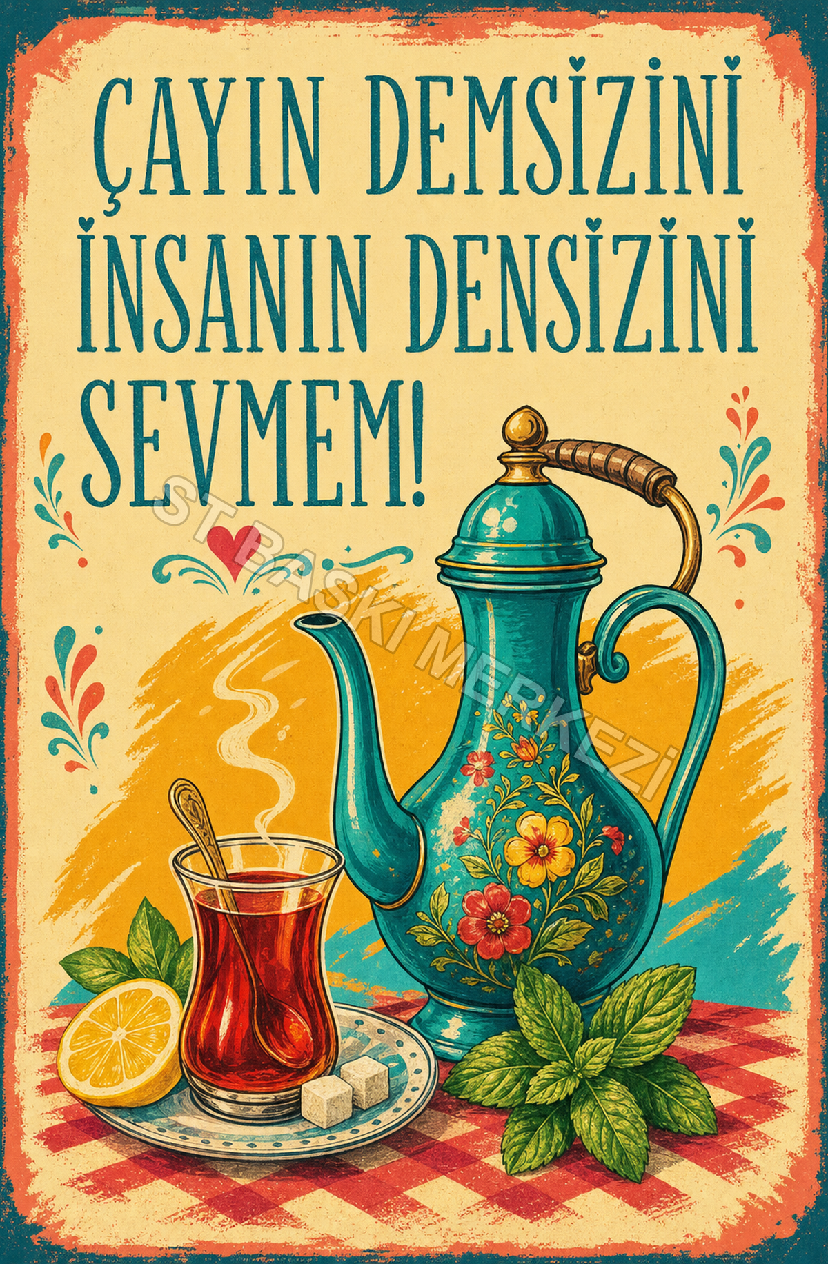 Çayın Demsizini İnsanın Densizini Sevmem! Ahşap Poster 1382