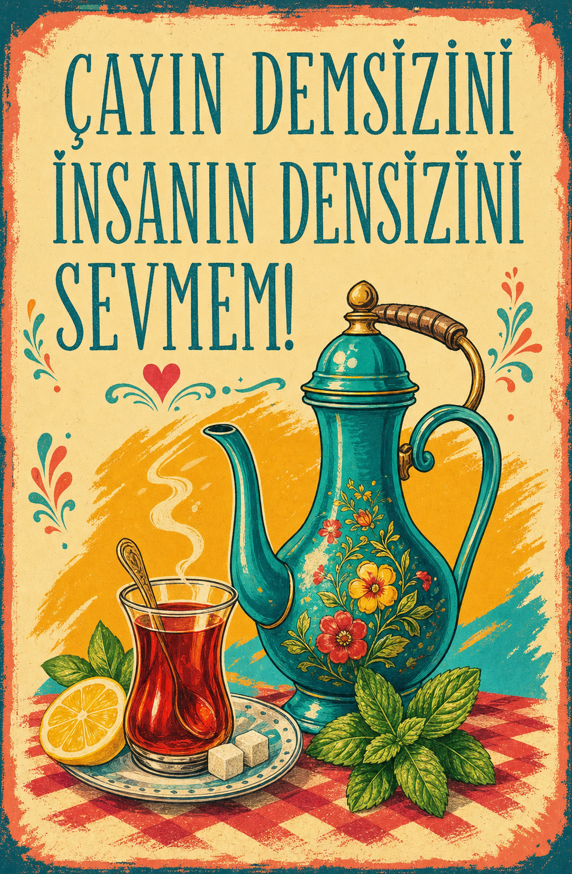 Çayın Demsizini İnsanın Densizini Sevmem! Ahşap Poster 1382