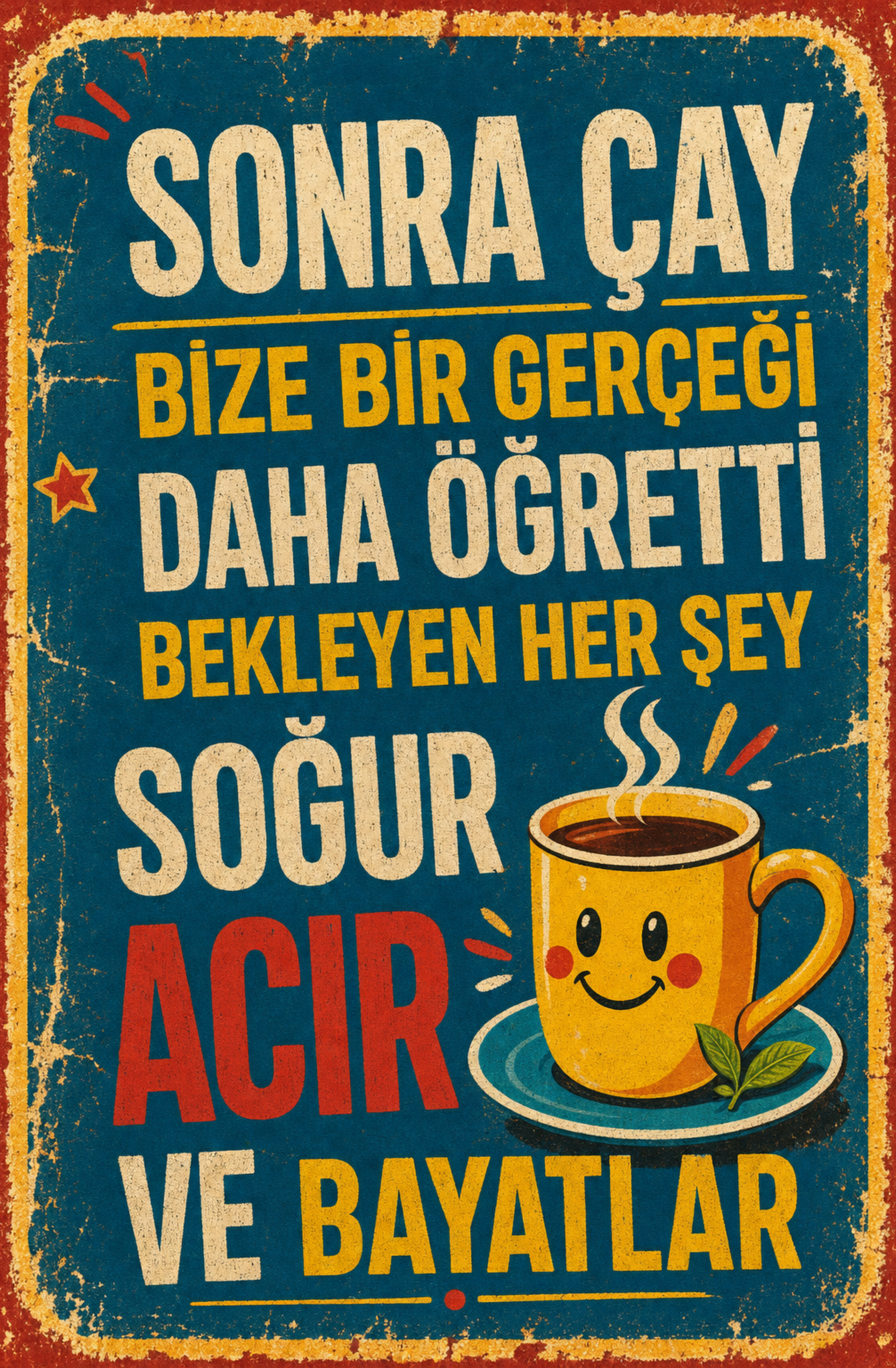 Sonra Çay Bize Bir Gerçeği Daha Öğretti Bekleyen Her Şey Soğur Acır Ve Bayatlar Ahşap Poster 1389