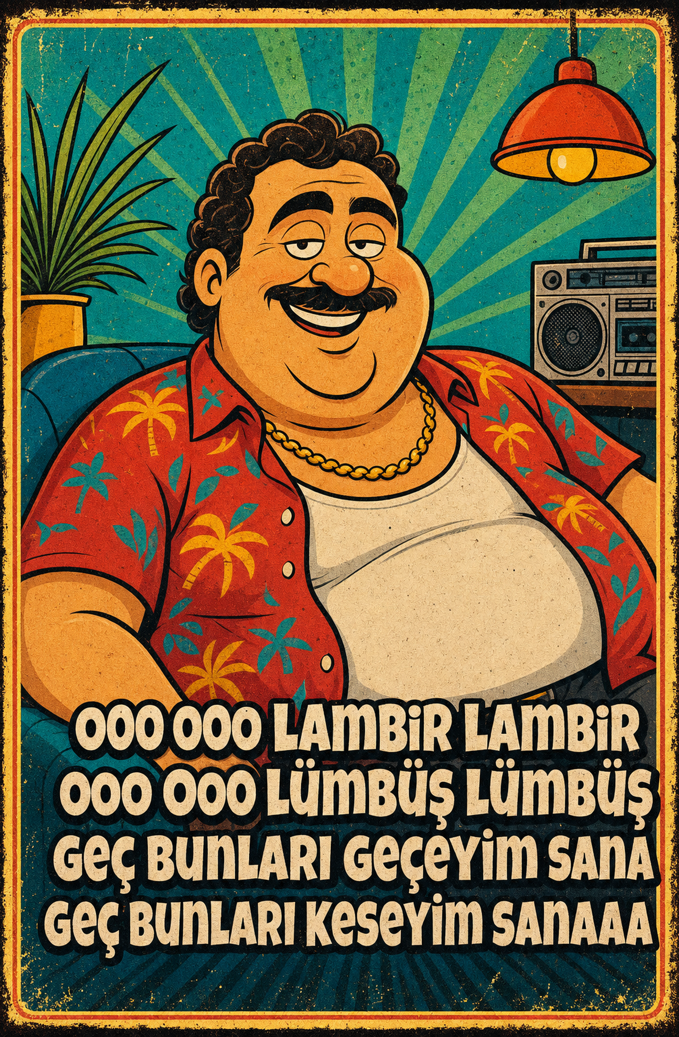 Ooo Ooo Lambır Lambır Ooo Ooo Lümbüş Lümbüş Geç Bunları Geçeyim Sana Geç Bunları Keşeyim Sanaaa Ahşap Poster 1396