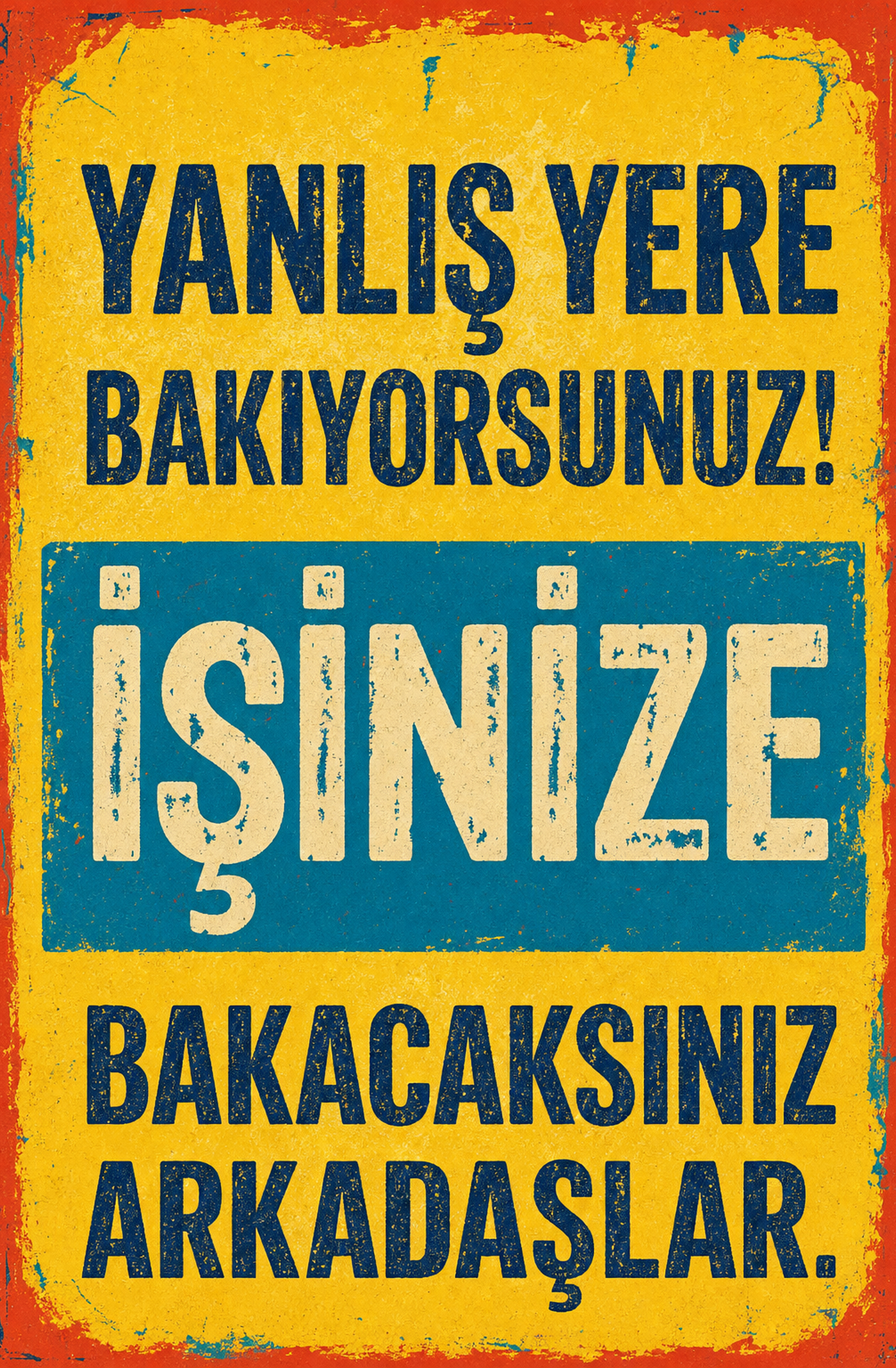 Yanlış Yere Bakıyorsunuz! İşinize Bakacaksınız Arkadaşlar Ahşap Poster 1404