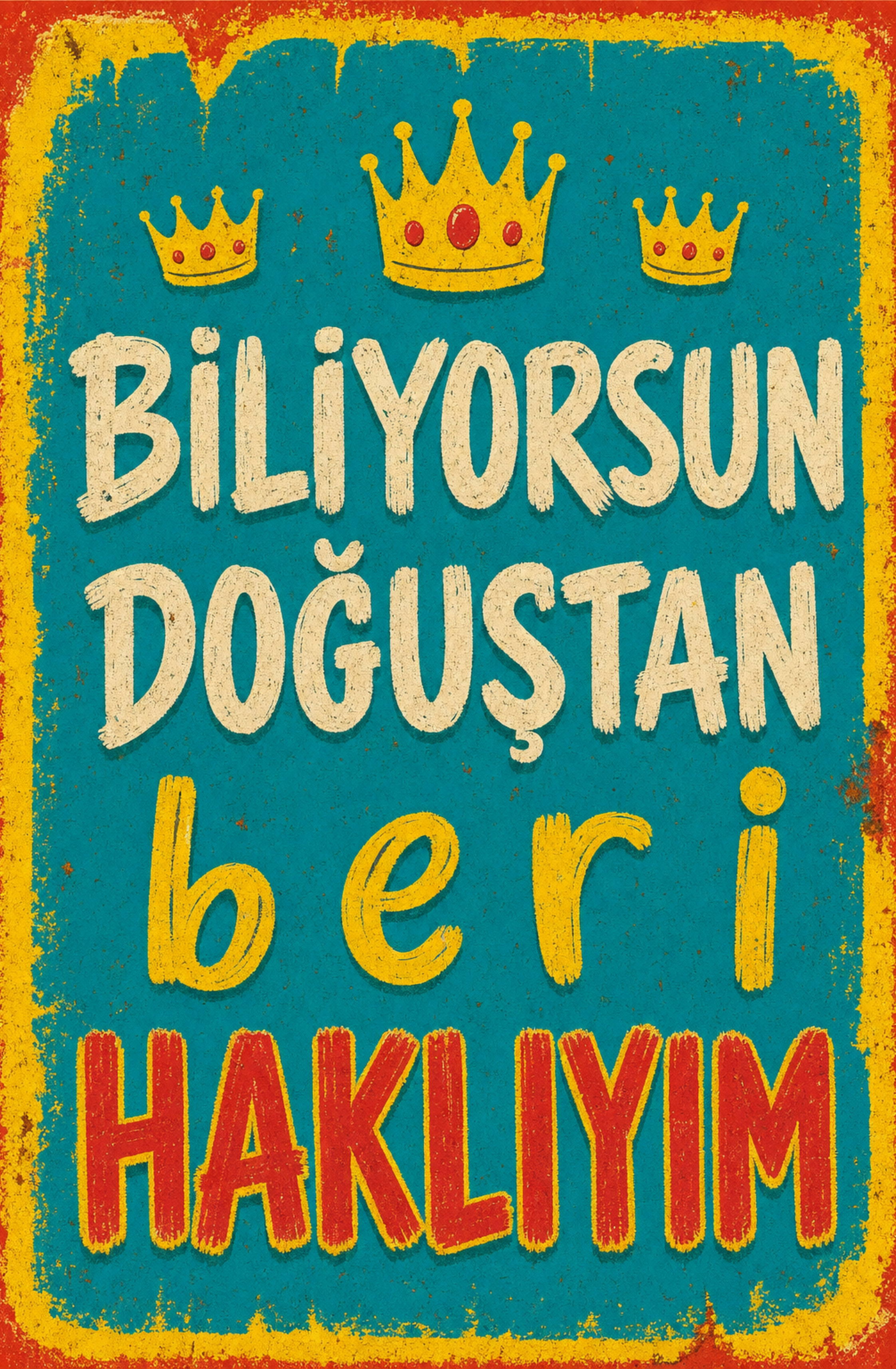 Biliyorsun Doğuştan Beri Haklıyım Ahşap Poster 1407