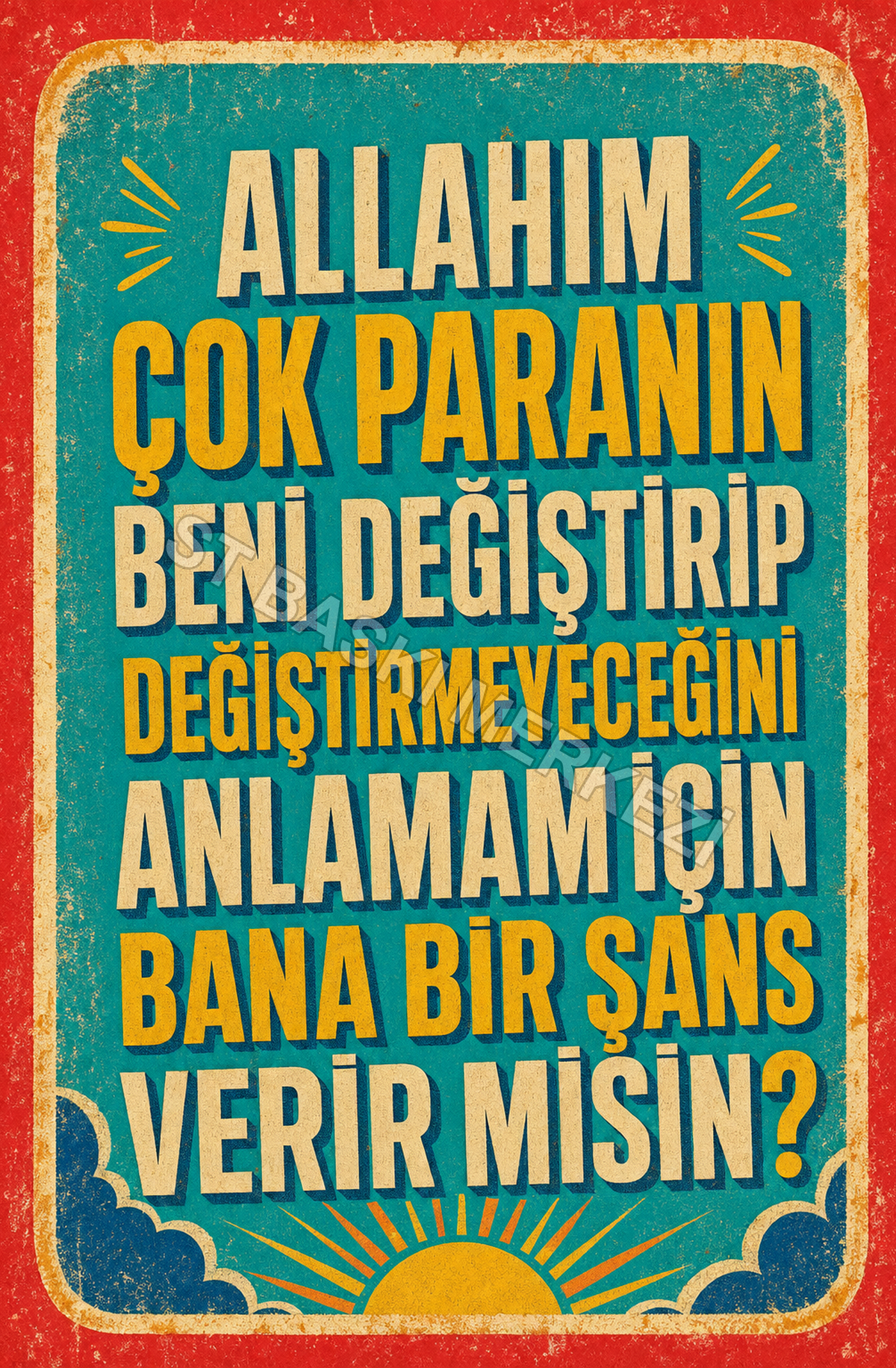 Allah'ım Çok Paranın Ahşap Poster 1411