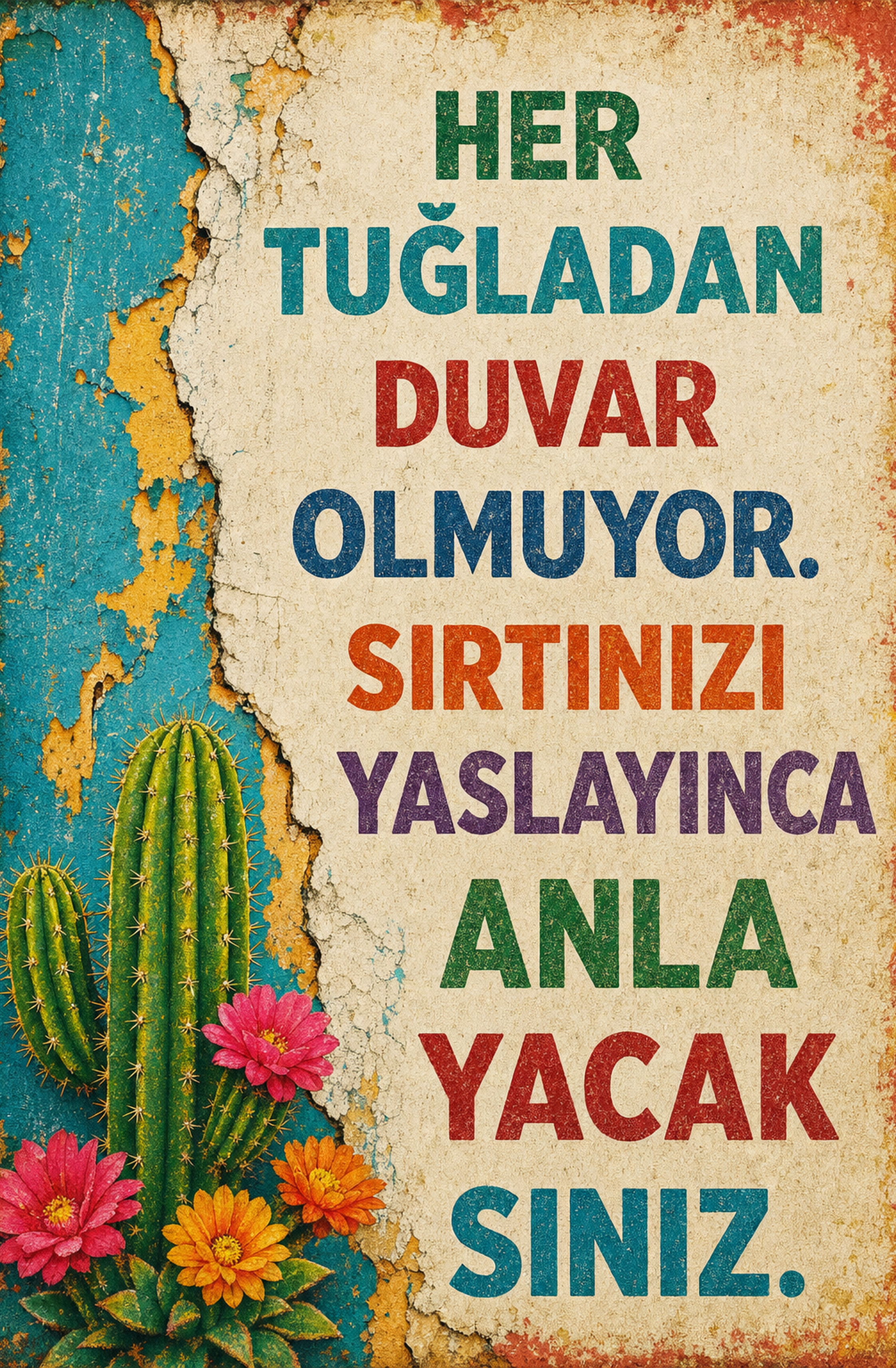 Her Tuğladan Duvar Olmuyor. Sırtınızı Yaslayınca Anla Yacak Sınız Ahşap Poster 1416