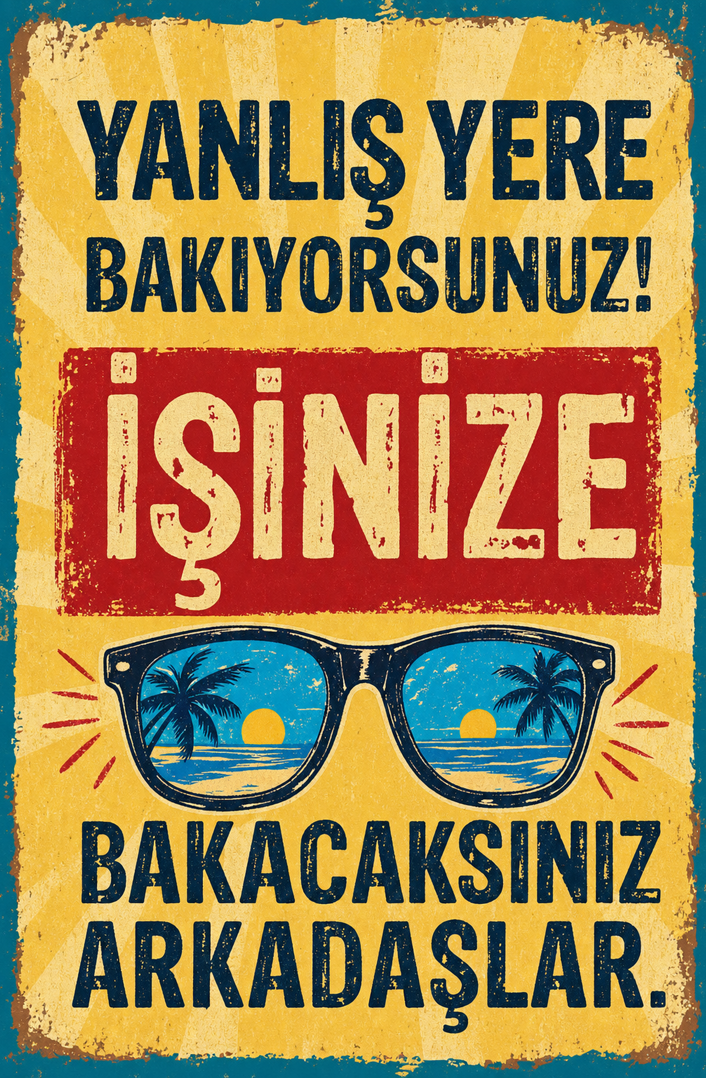 Yanlış Yere Bakıyorsunuz! İşinize Bakacaksınız Arkadaşlar Ahşap Poster 1440